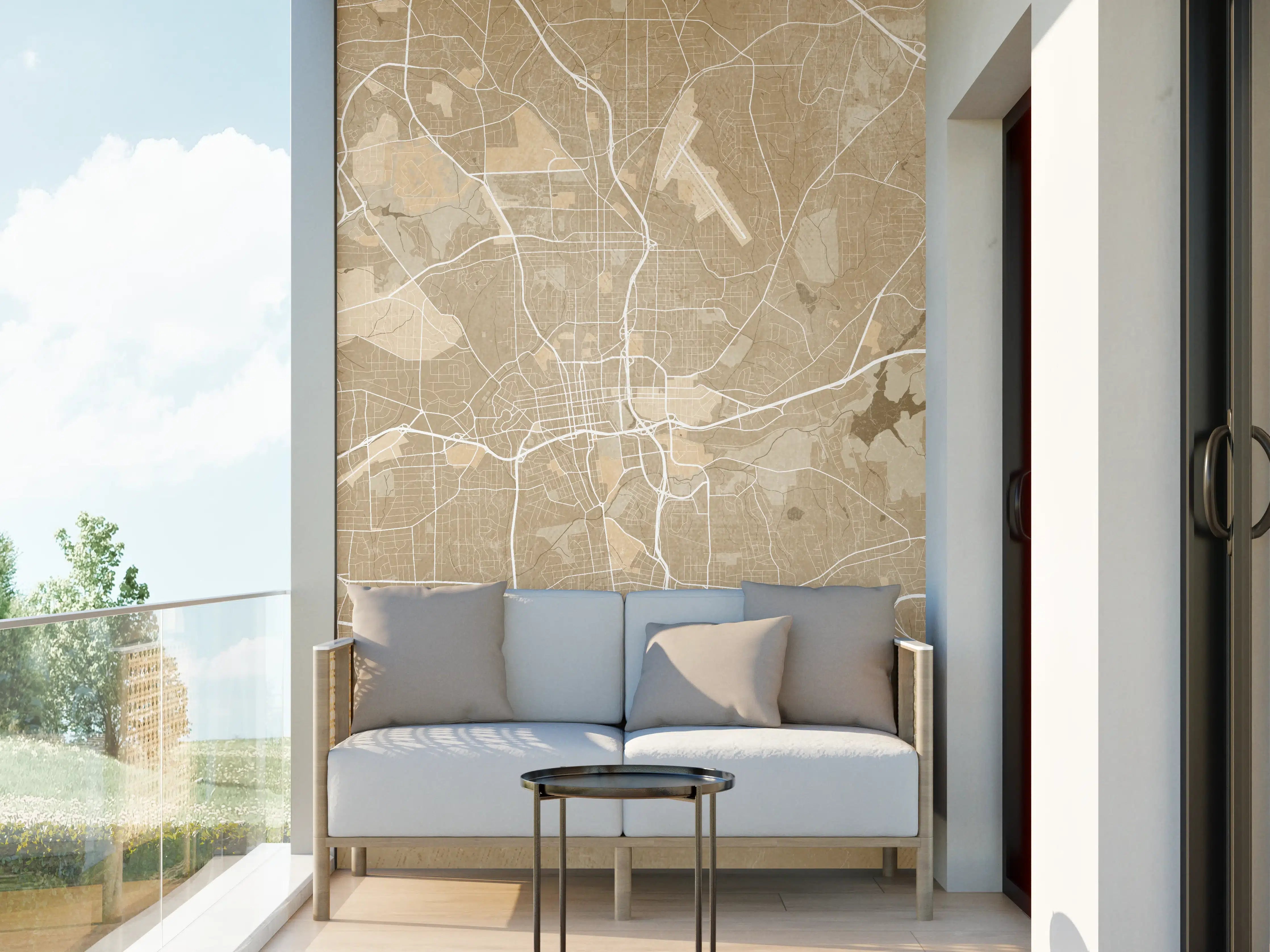 Wandverkleidung außen - Sepia-Stadtplan Winston Salem