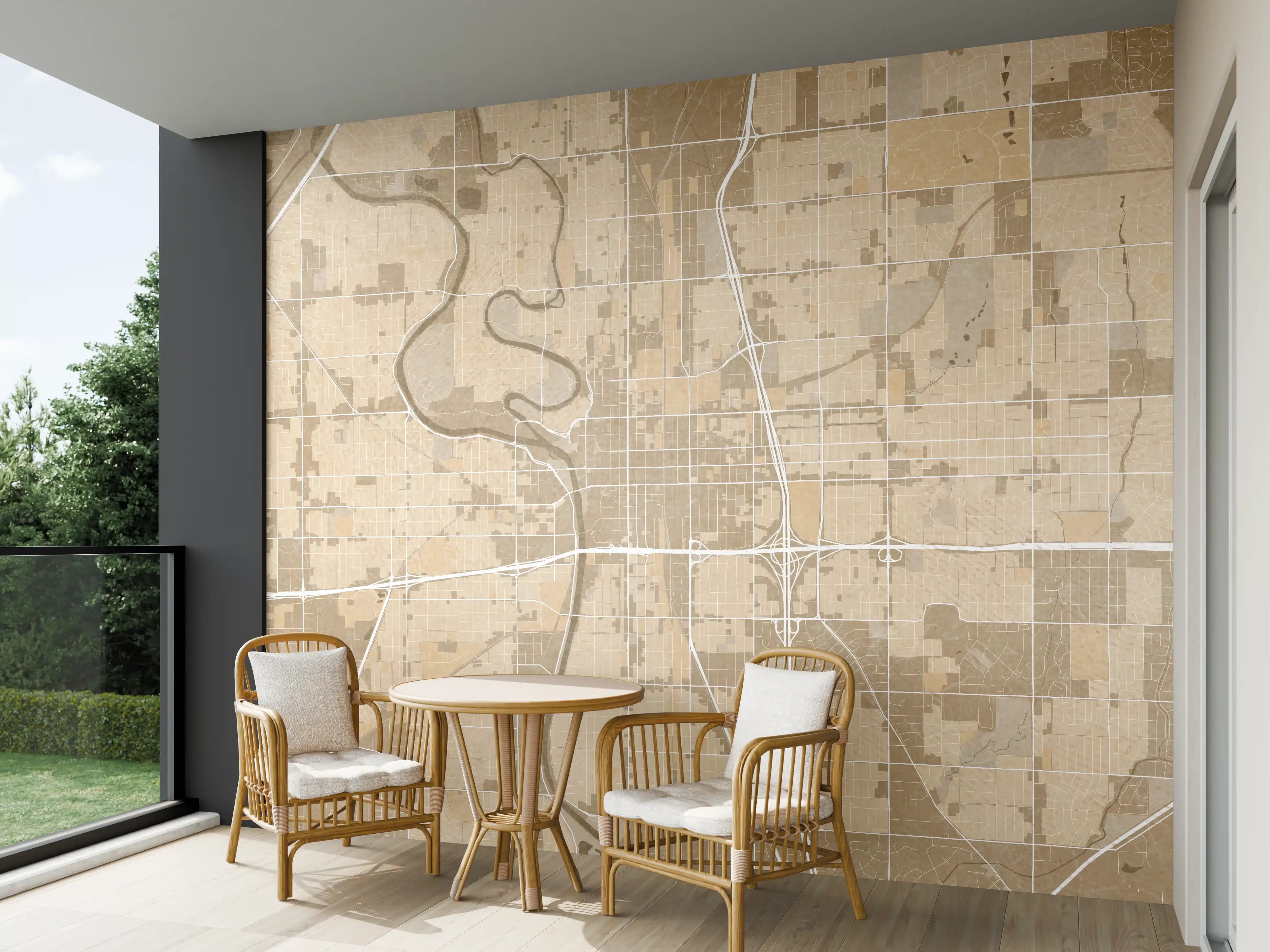 Wandverkleidung außen - Sepia-Ton Wichita Kartenprint