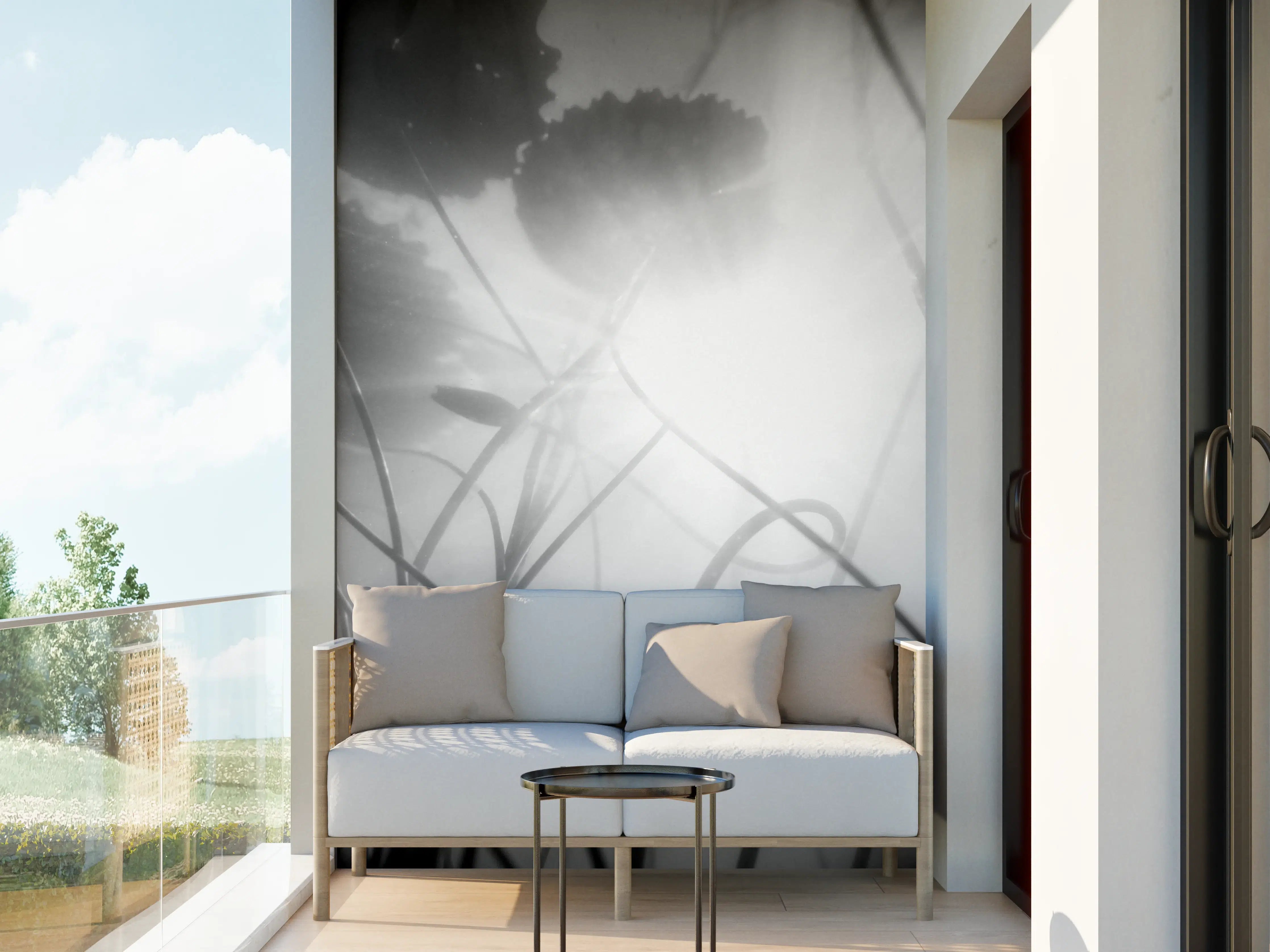 Wandverkleidung außen - Serenes Nebel-Lilien Kunstwerk
