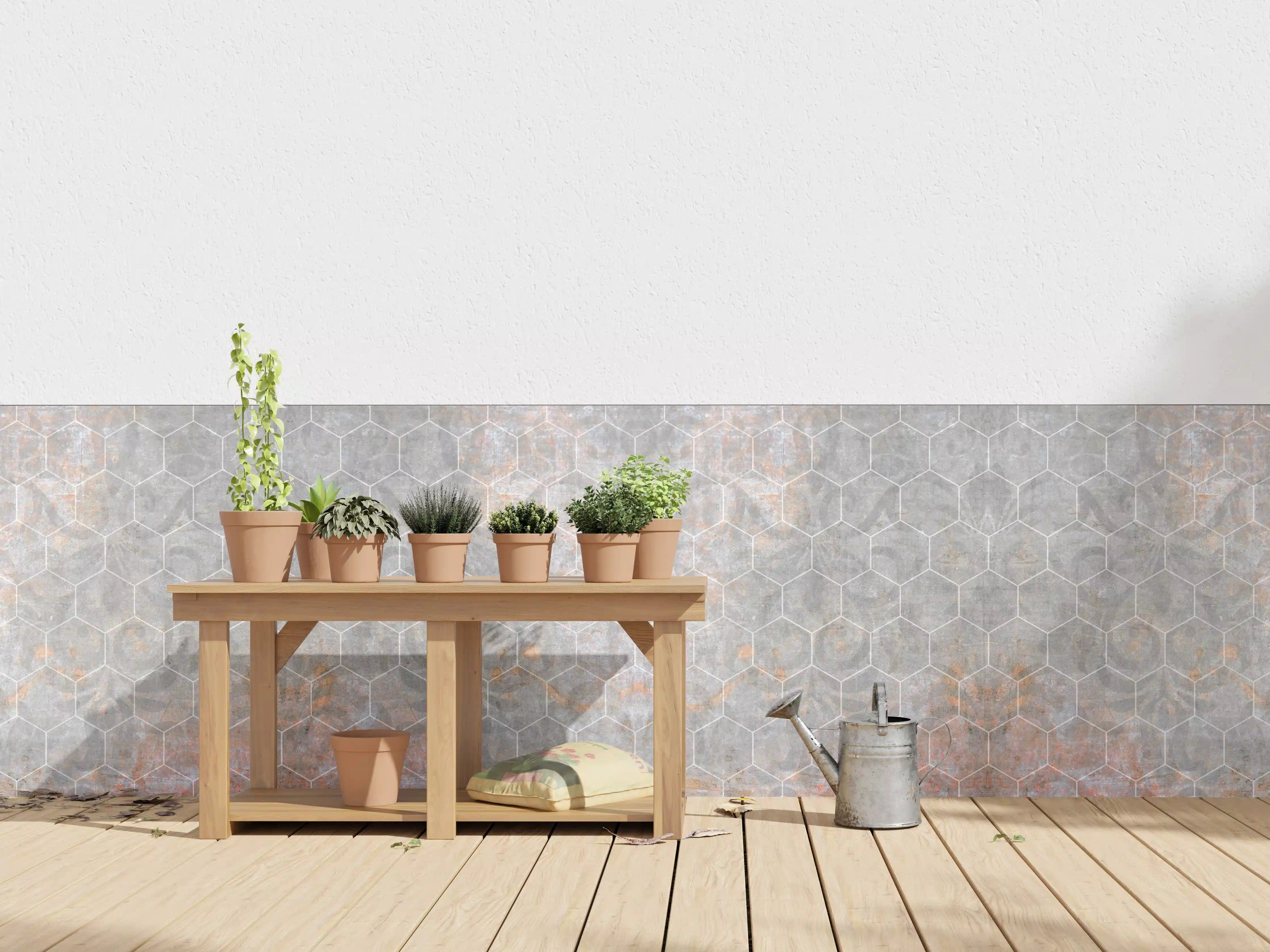 Wandverkleidung außen - Shabby Grau-Weiße Fliesentextur