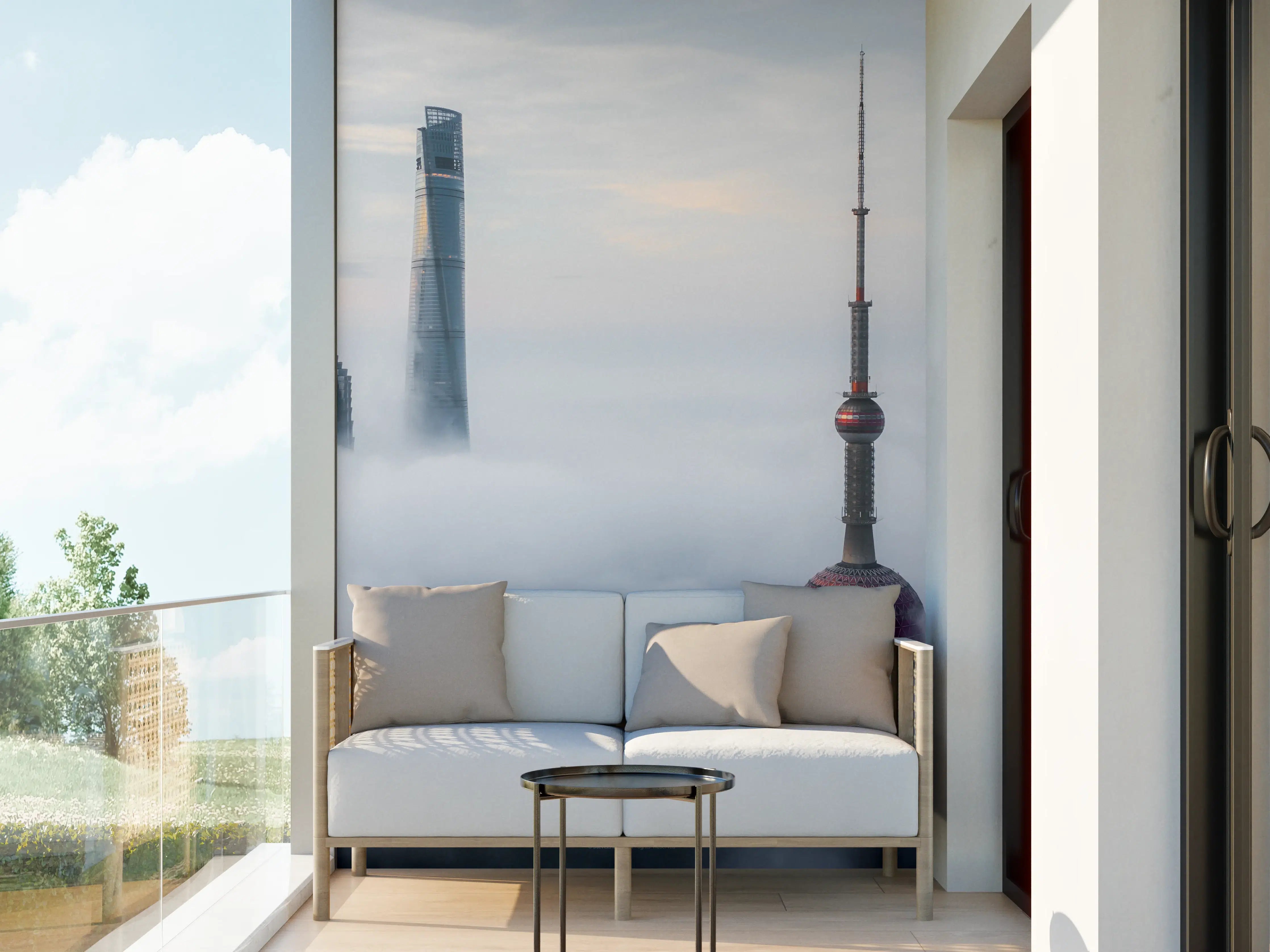 Wandverkleidung außen - Shanghai über den Wolken