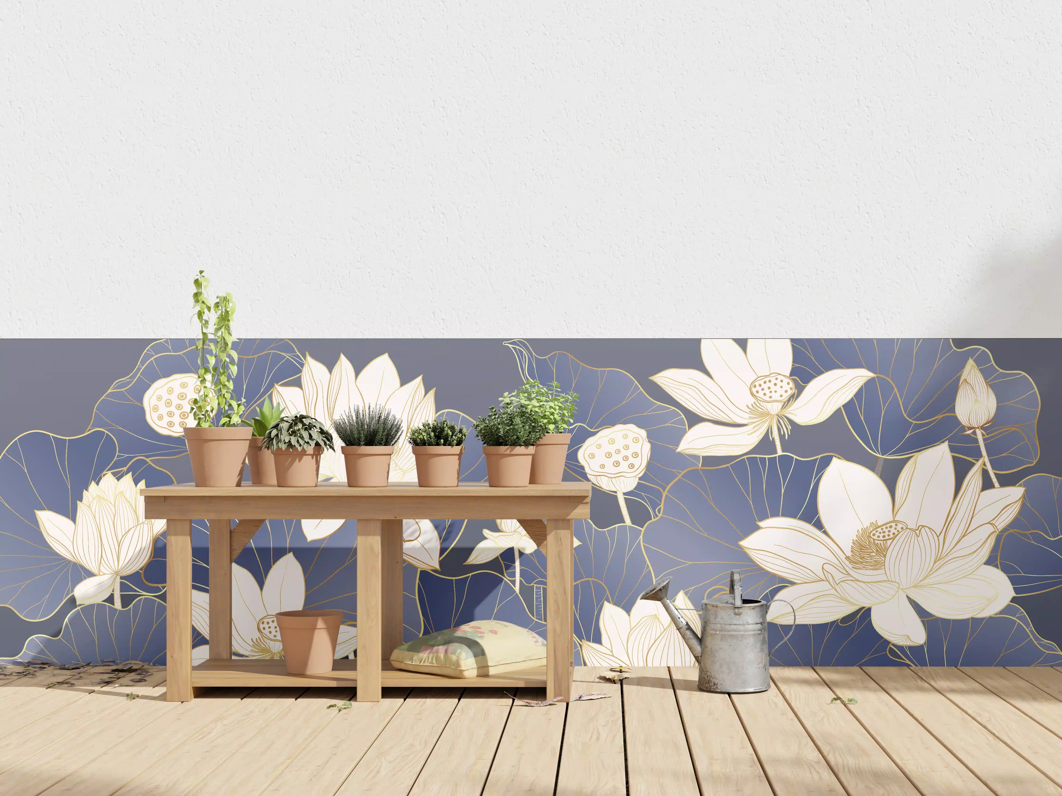 Wandverkleidung außen - Silberne Lotusblumen im Schatten