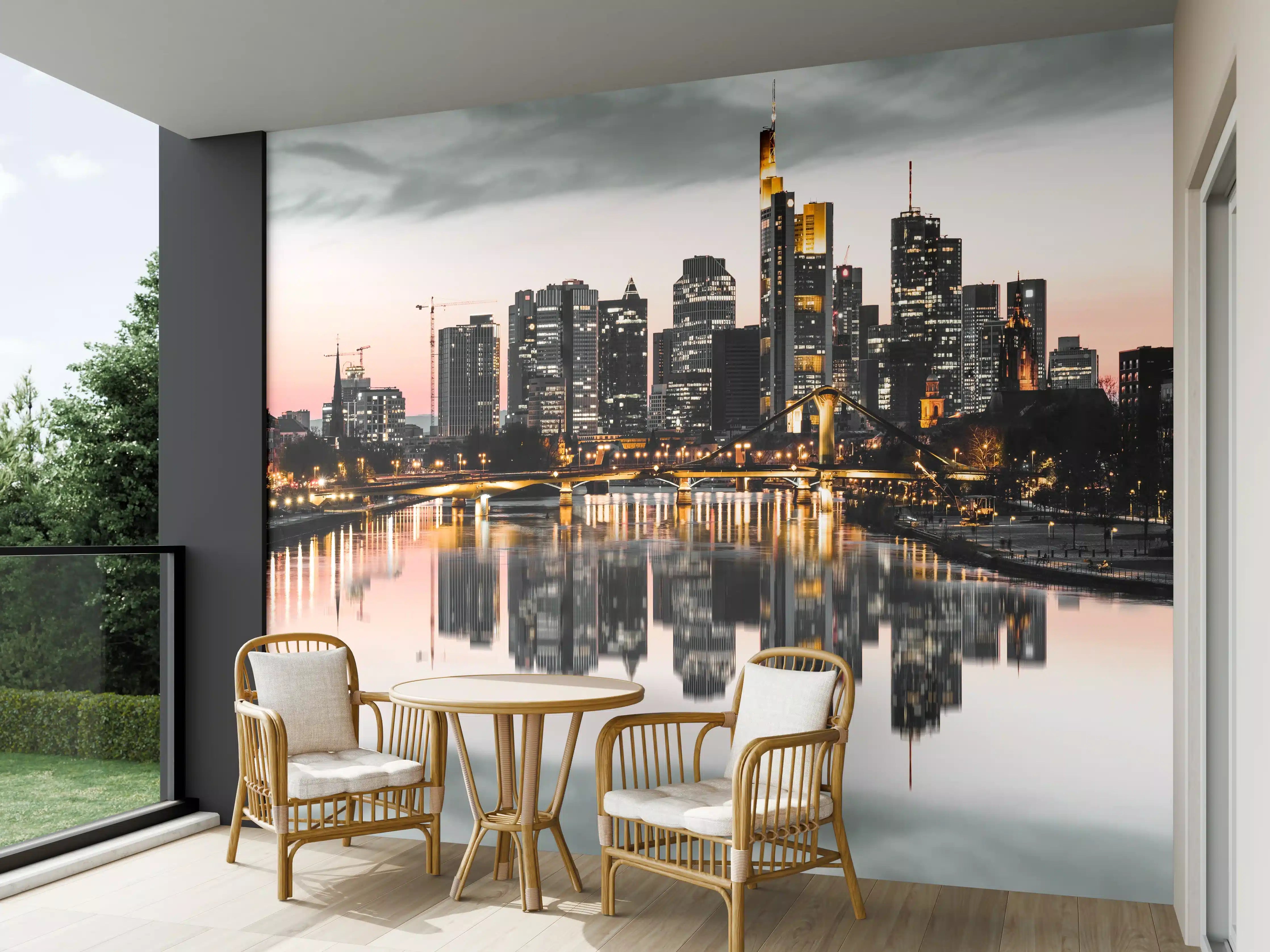 Wandverkleidung außen - Skyline Frankfurt mit Wasser Spiegelung