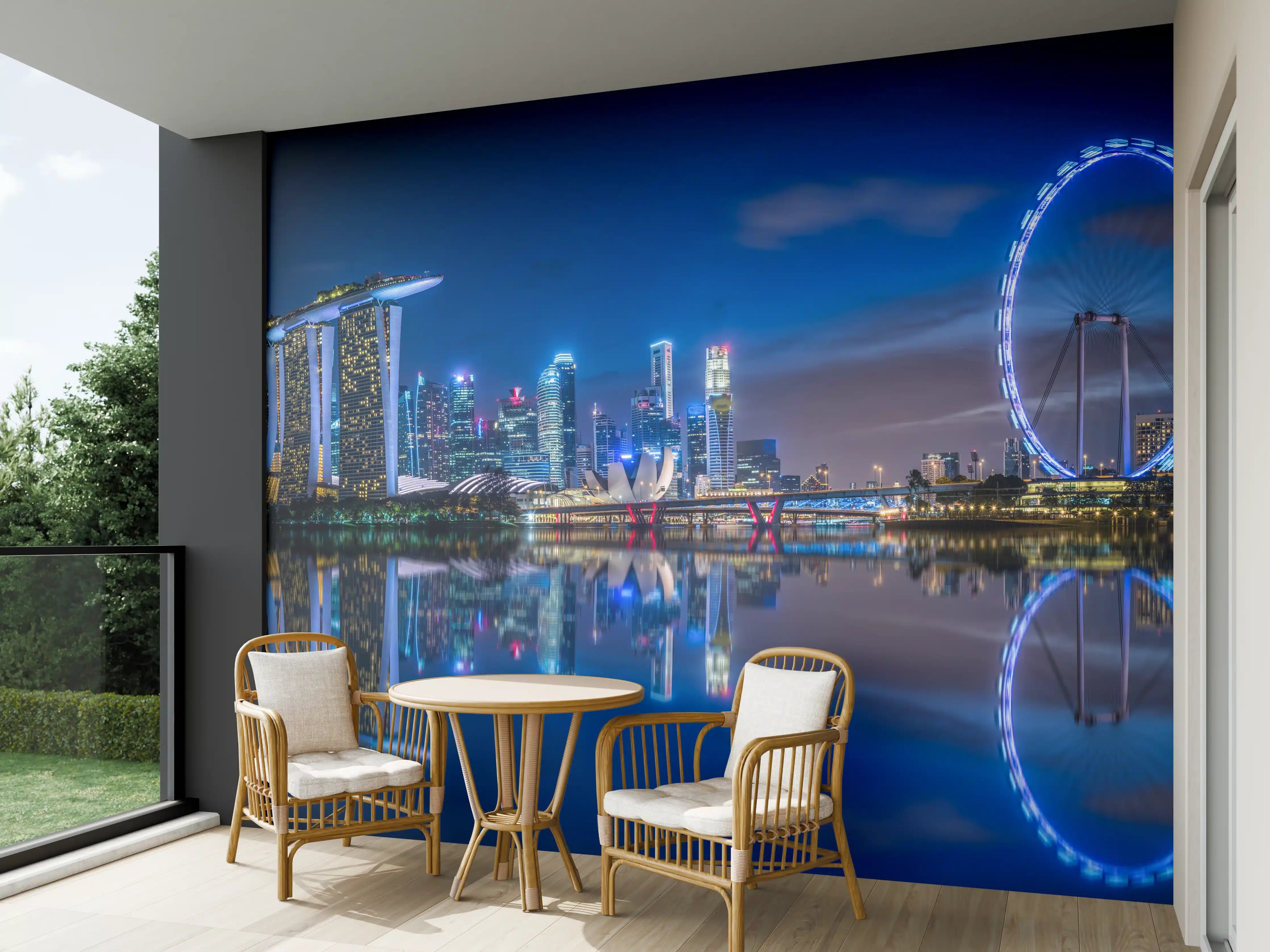 Wandverkleidung außen - Skyline von Singapur und Blick auf den Wolkenkratzer