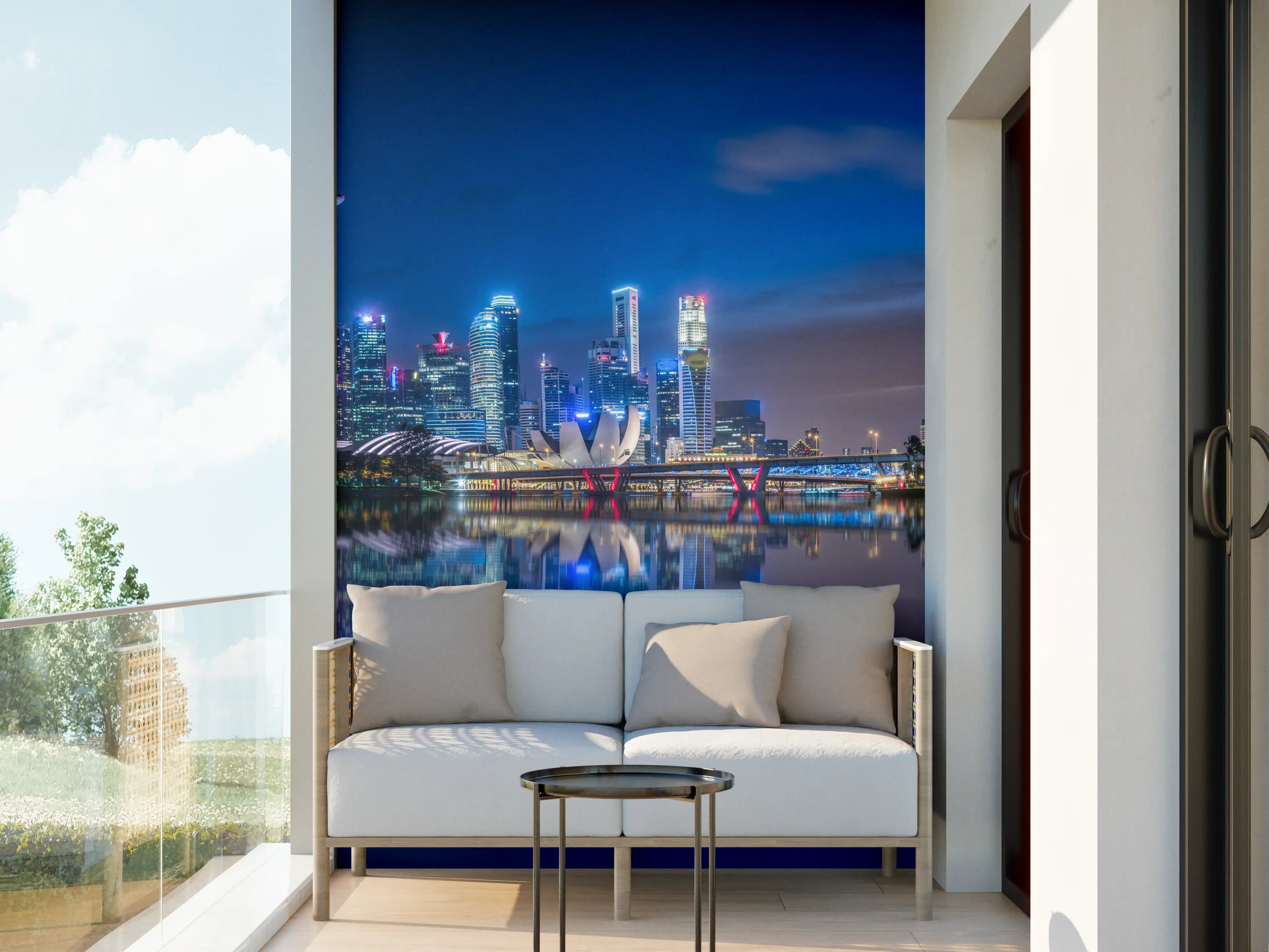Wandverkleidung außen - Skyline von Singapur und Blick auf den Wolkenkratzer