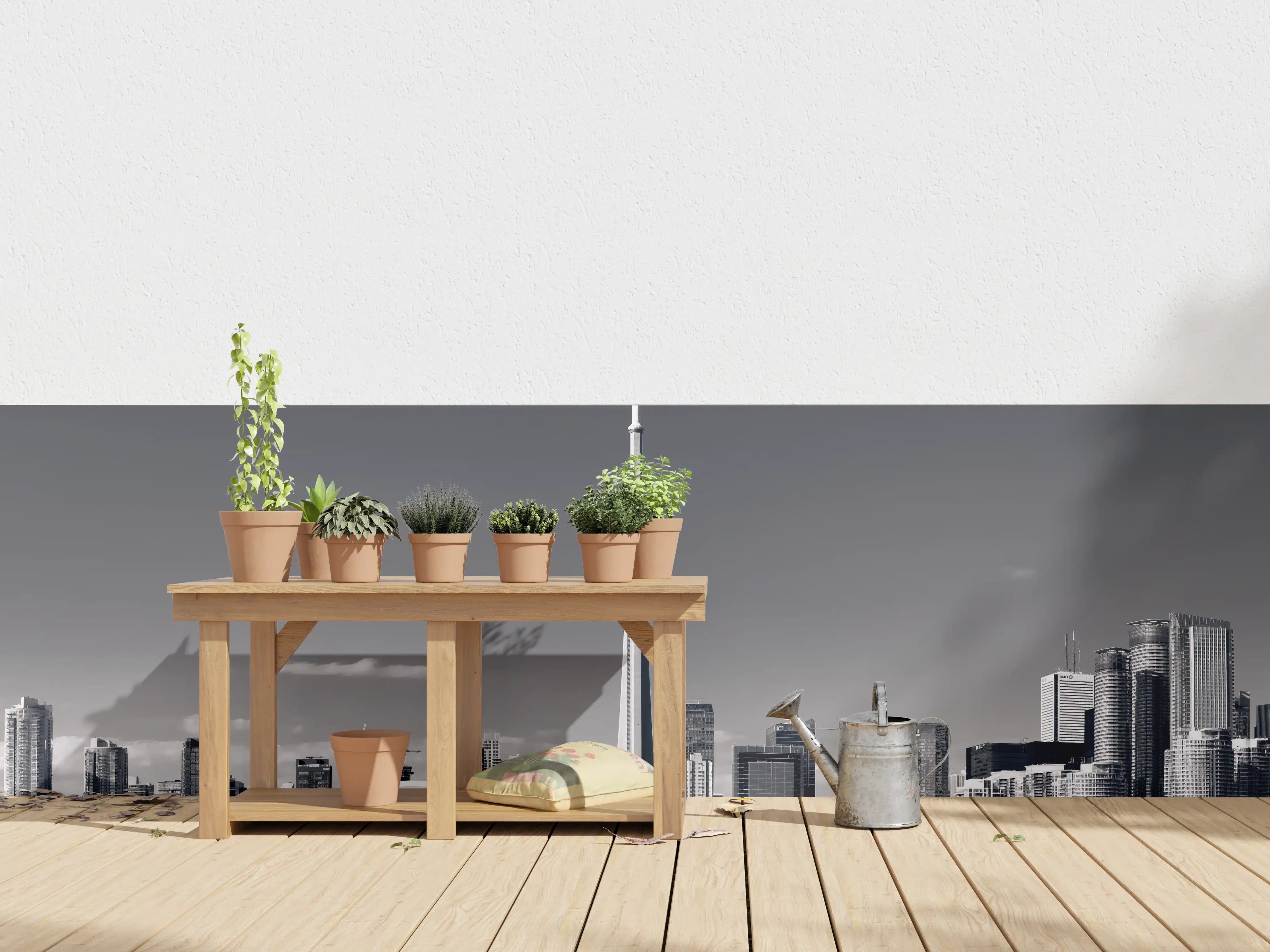 Wandverkleidung außen - Skyline von Toronto mit CN Turm in schwarz weiß
