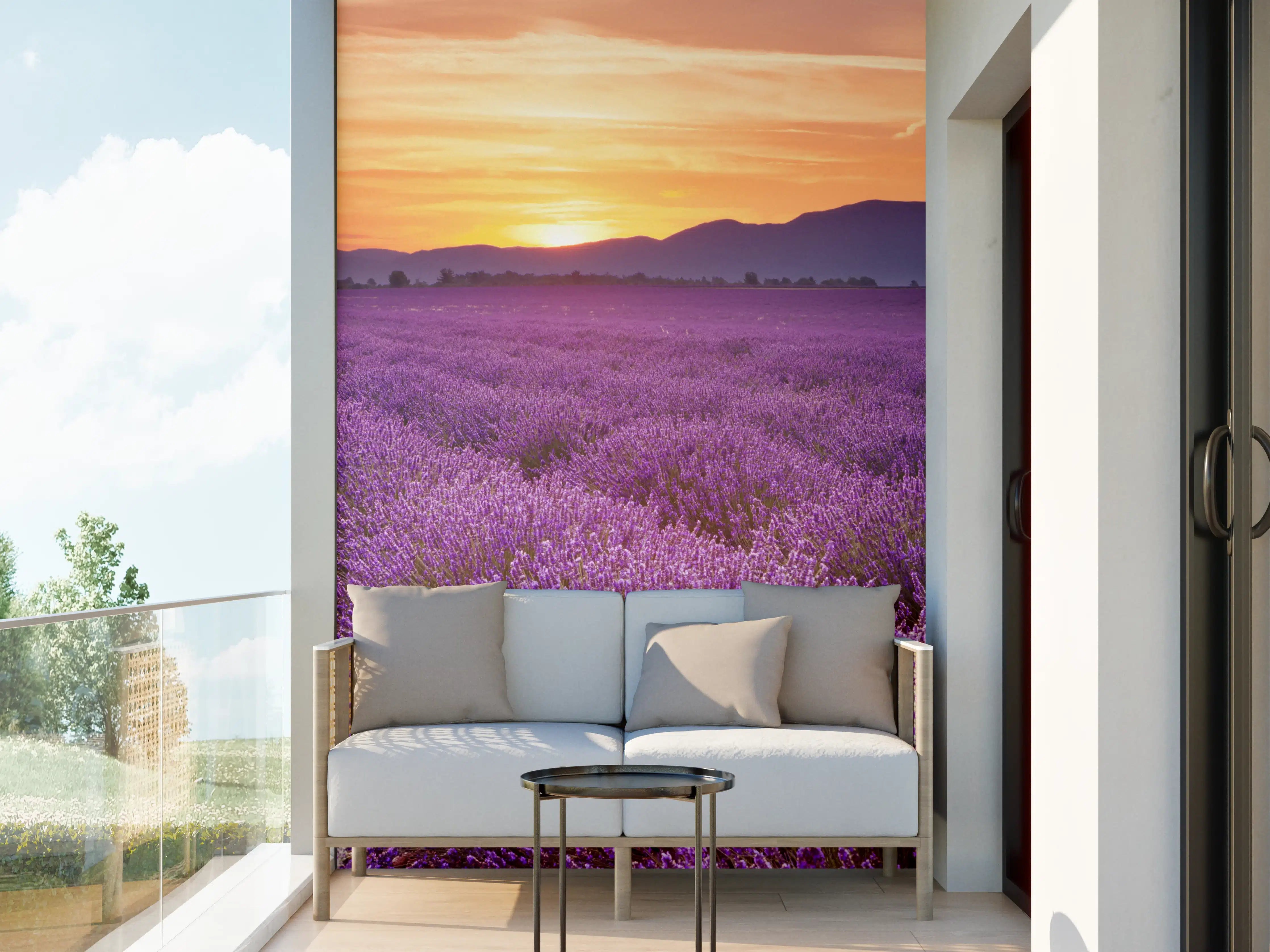 Wandverkleidung außen - Sonnenaufgang über Lavendelfelder - Provence