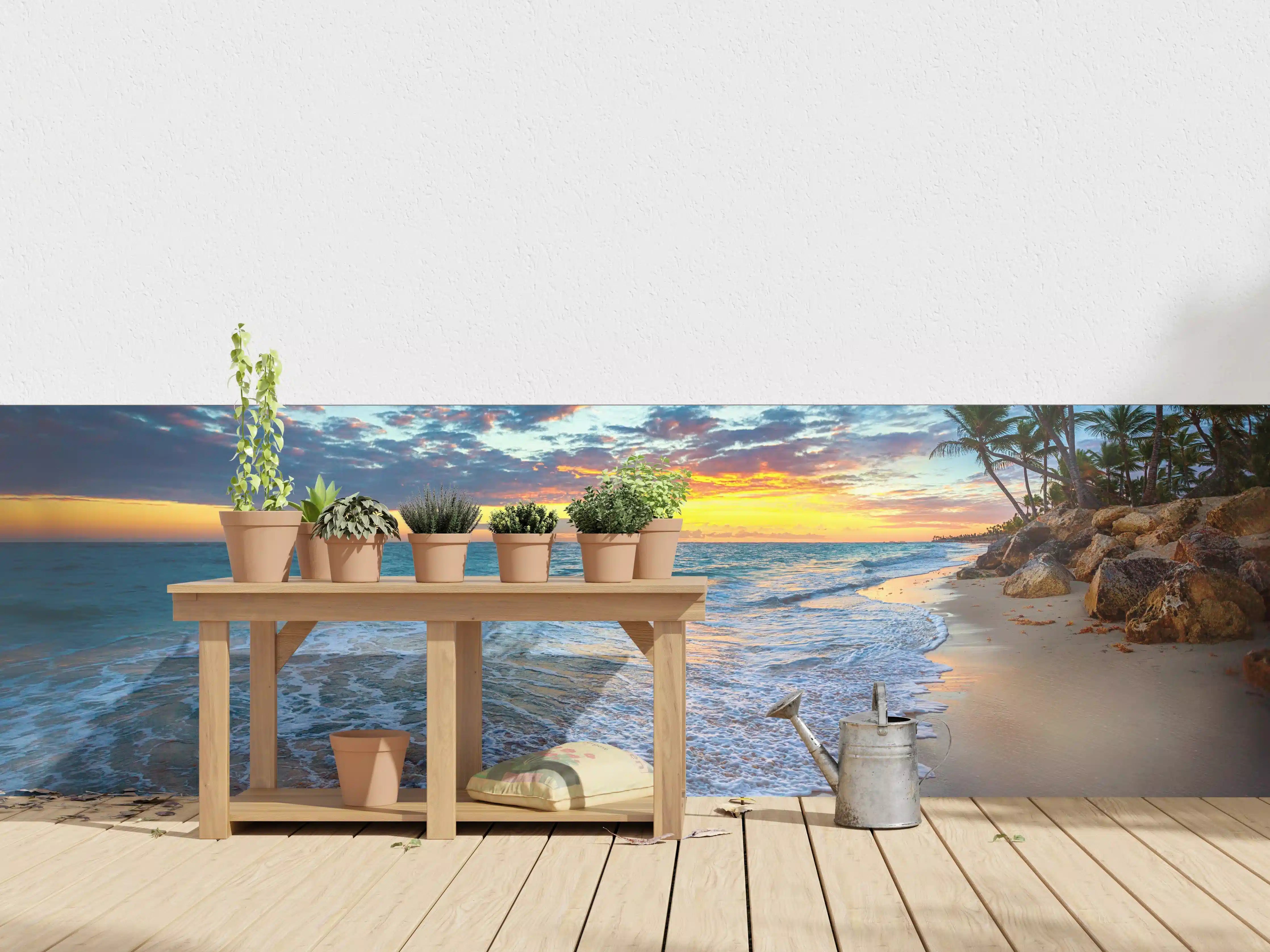 Wandverkleidung außen - Sonnenaufgang über dem Strand