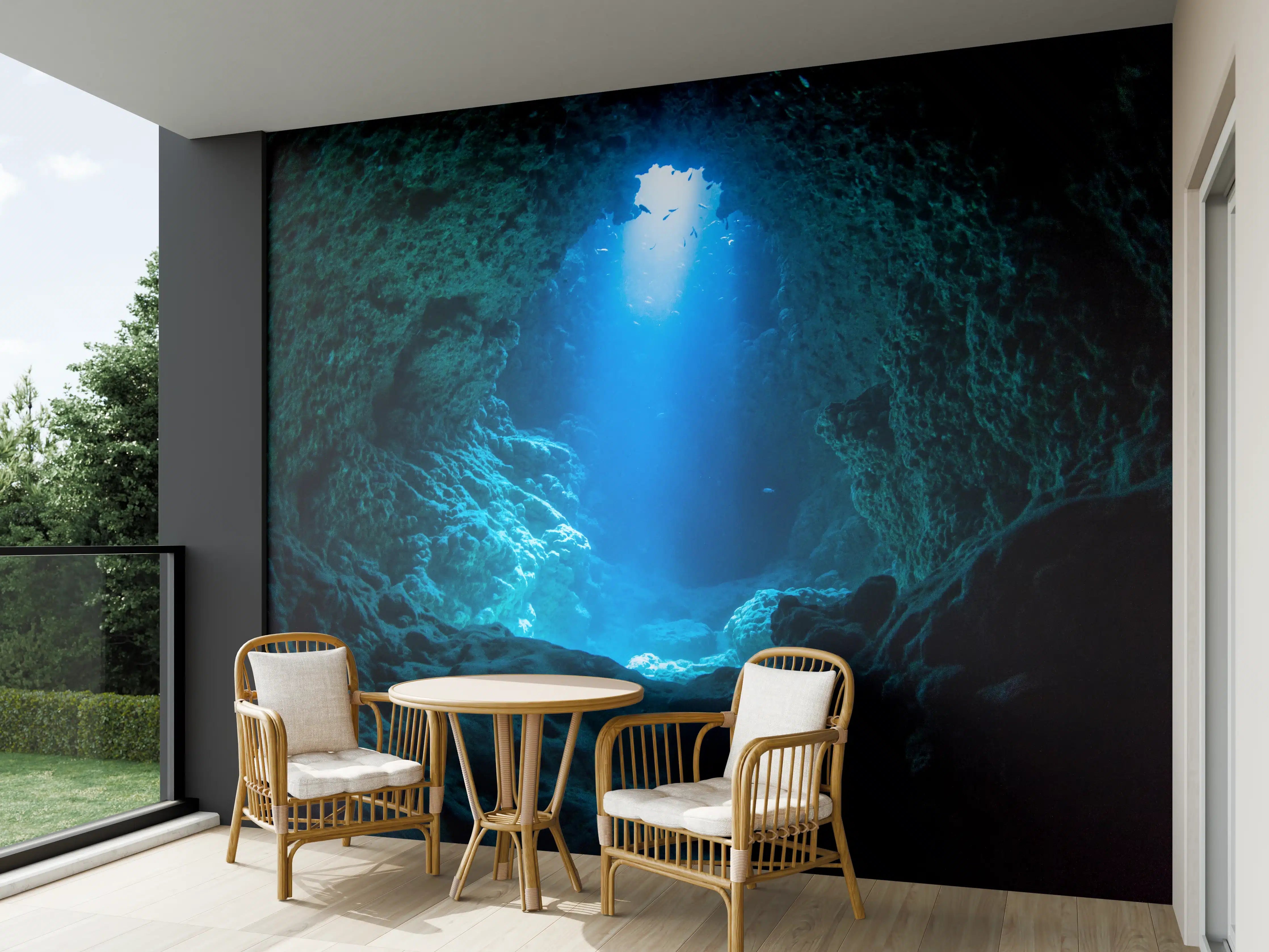 Wandverkleidung außen - Sonnenstrahl in die Unterwasserhöhle