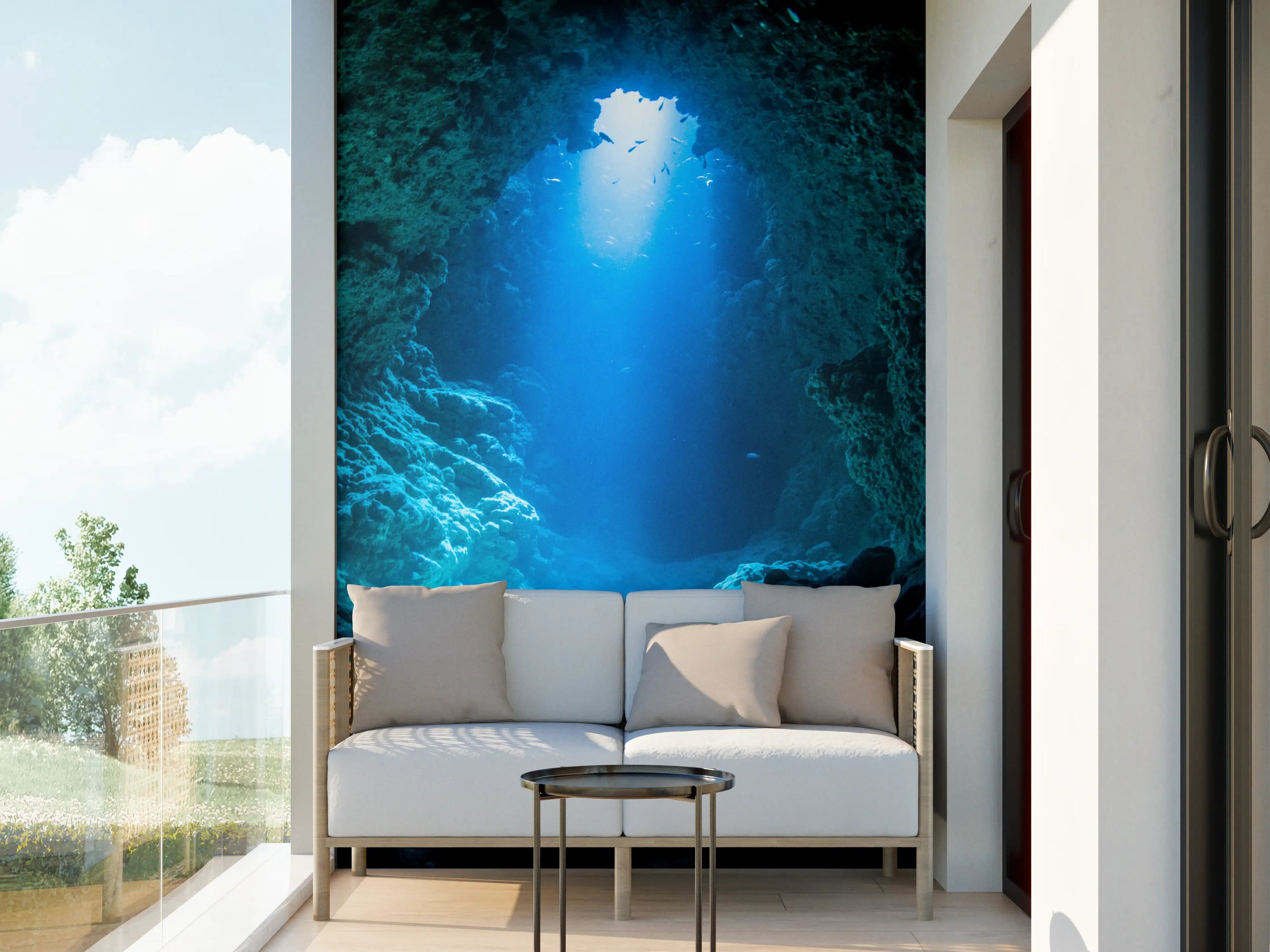 Wandverkleidung außen - Sonnenstrahl in die Unterwasserhöhle