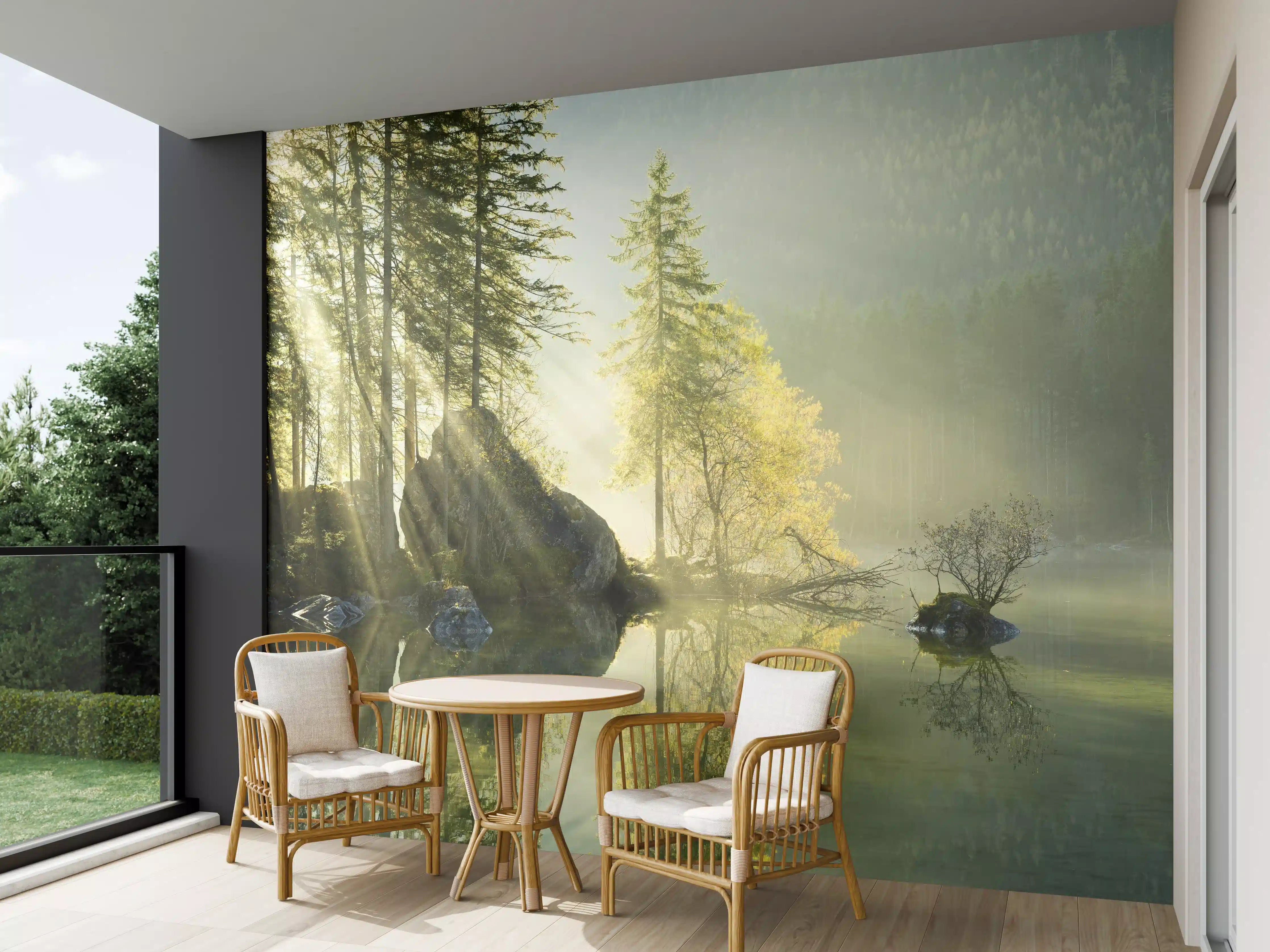 Wandverkleidung außen - Sonnenstrahlen im See