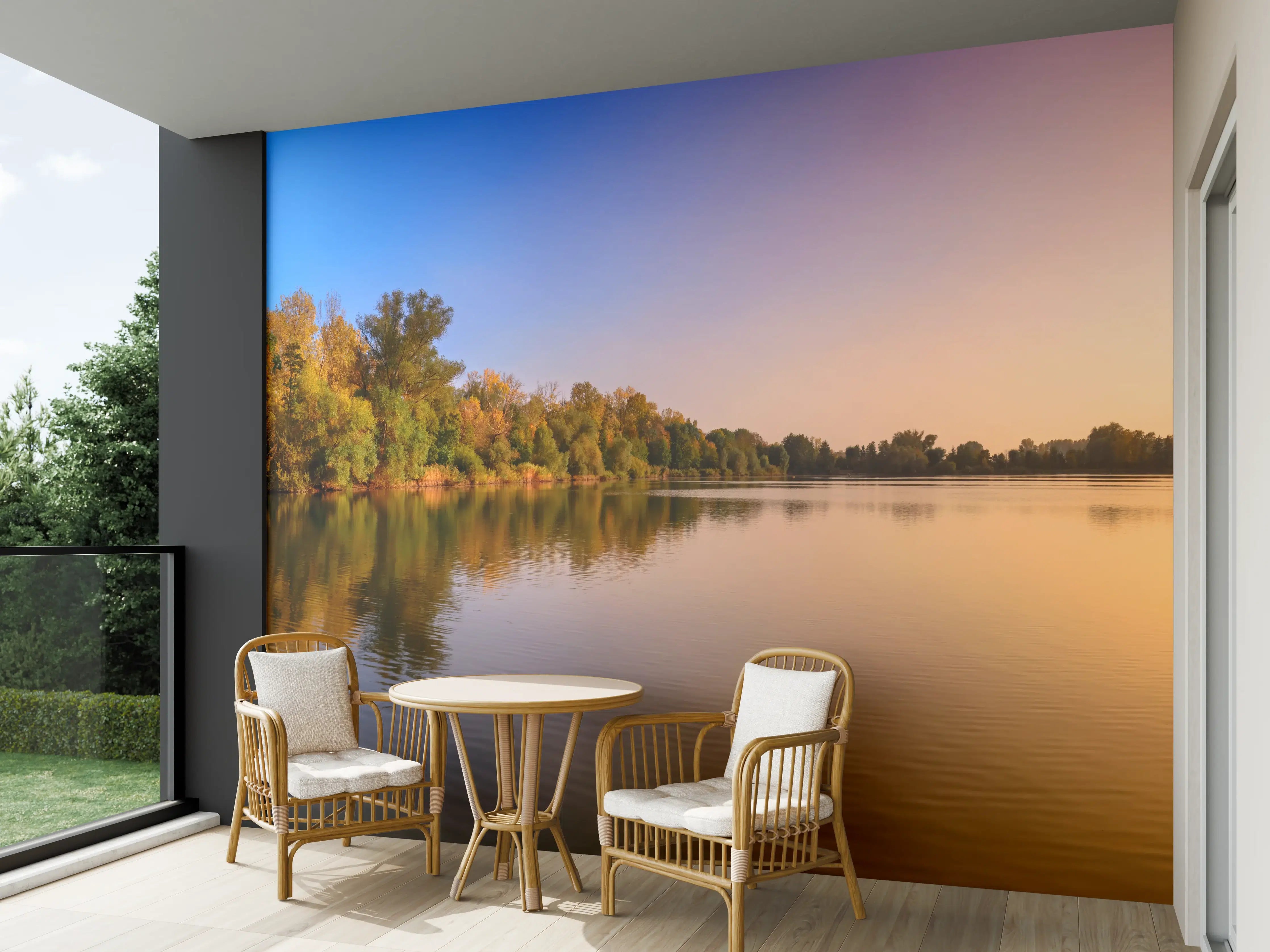 Wandverkleidung außen - Sonnenuntergang am See