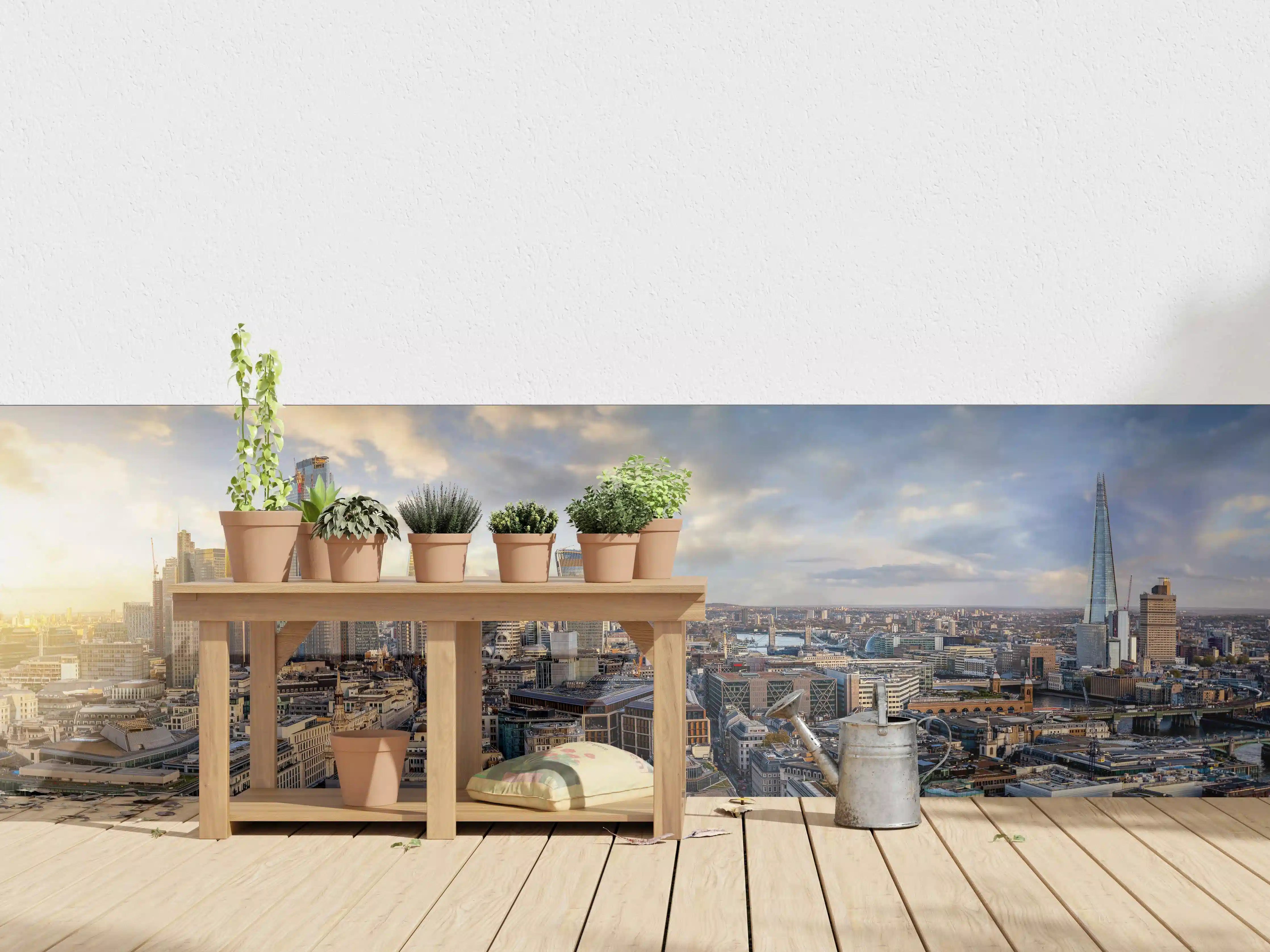 Wandverkleidung außen - Sonnenuntergang hinter Londoner Skyline