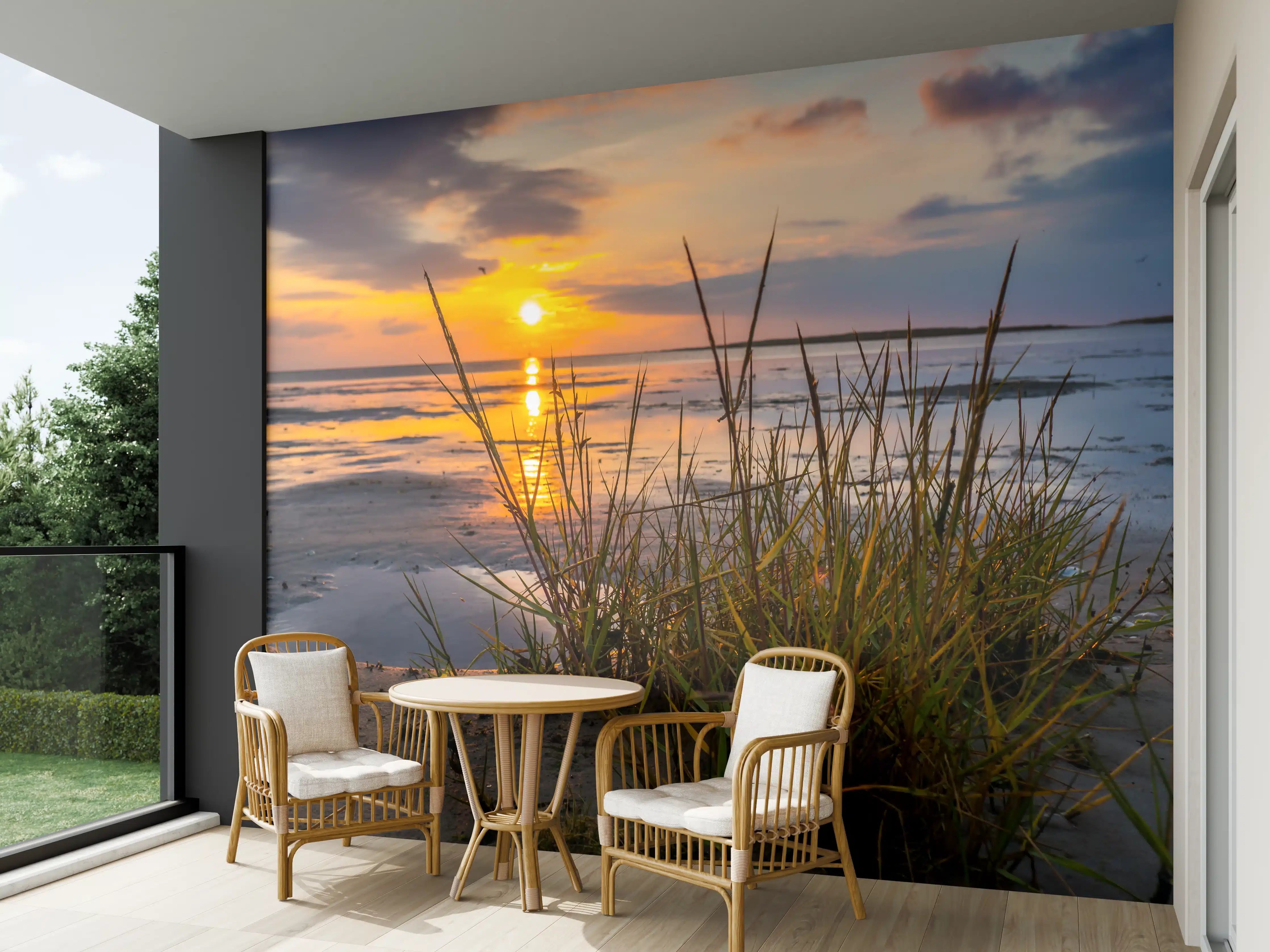 Wandverkleidung außen - Sonnenuntergang im Wattenmeer an der Nordsee