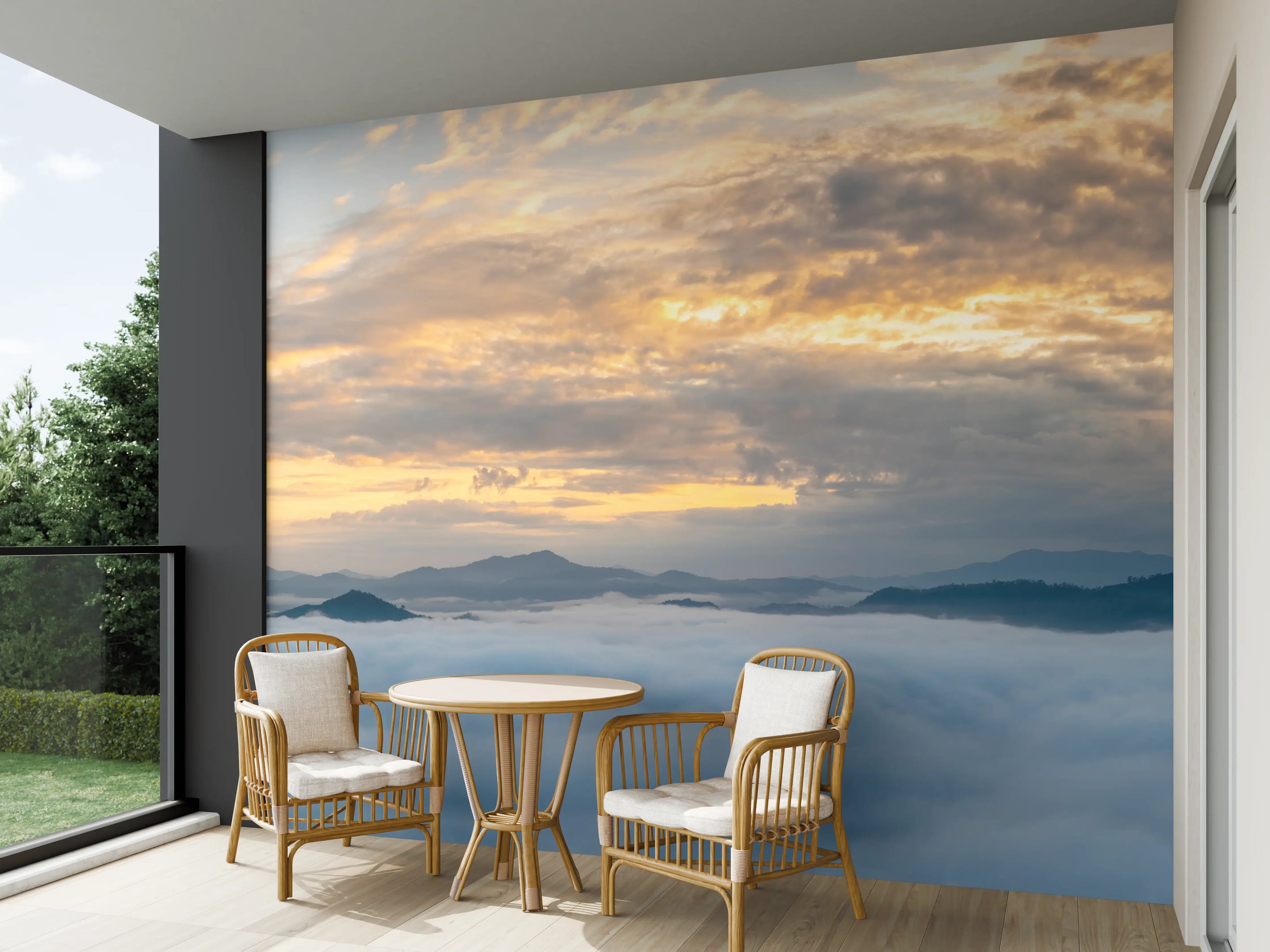 Wandverkleidung außen - Sonnenuntergang über Wolkenmeer