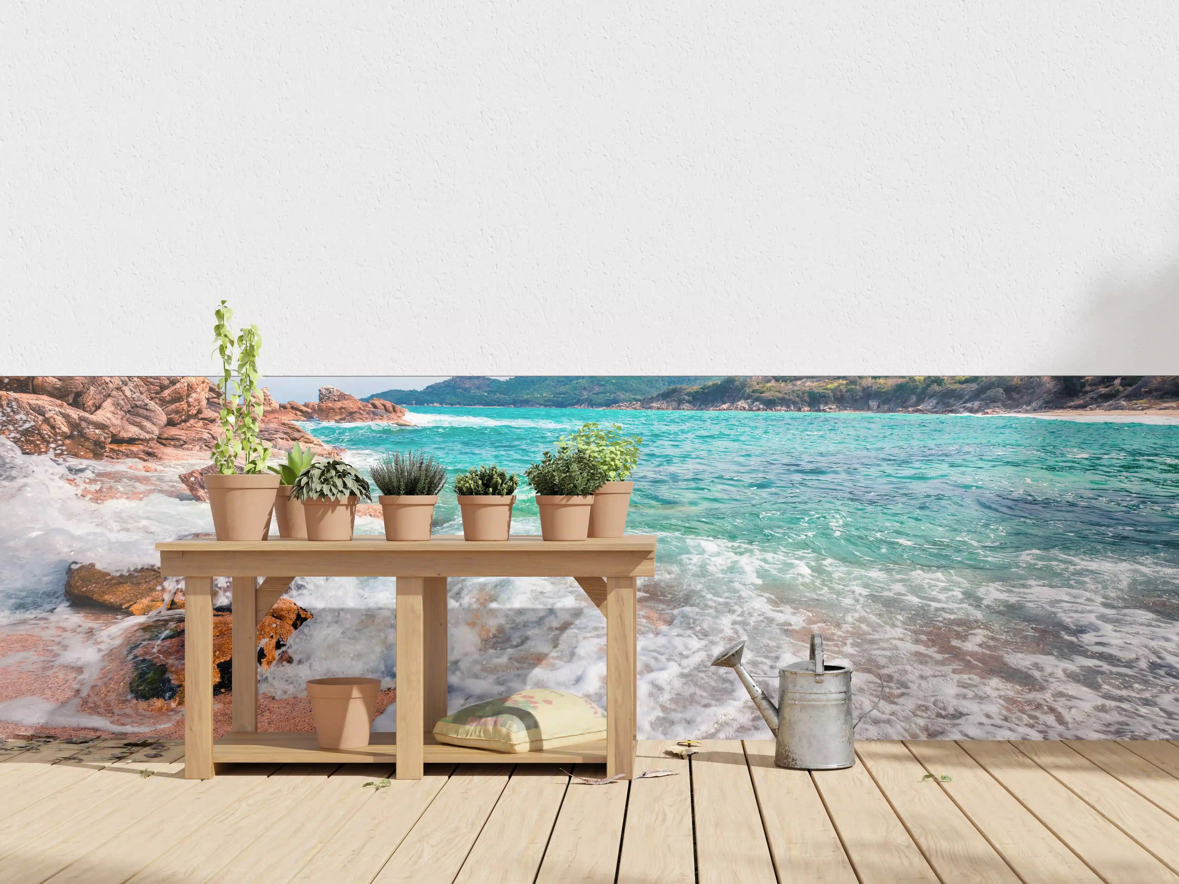 Wandverkleidung außen - Sonnige Meereslandschaft in der Ägäis
