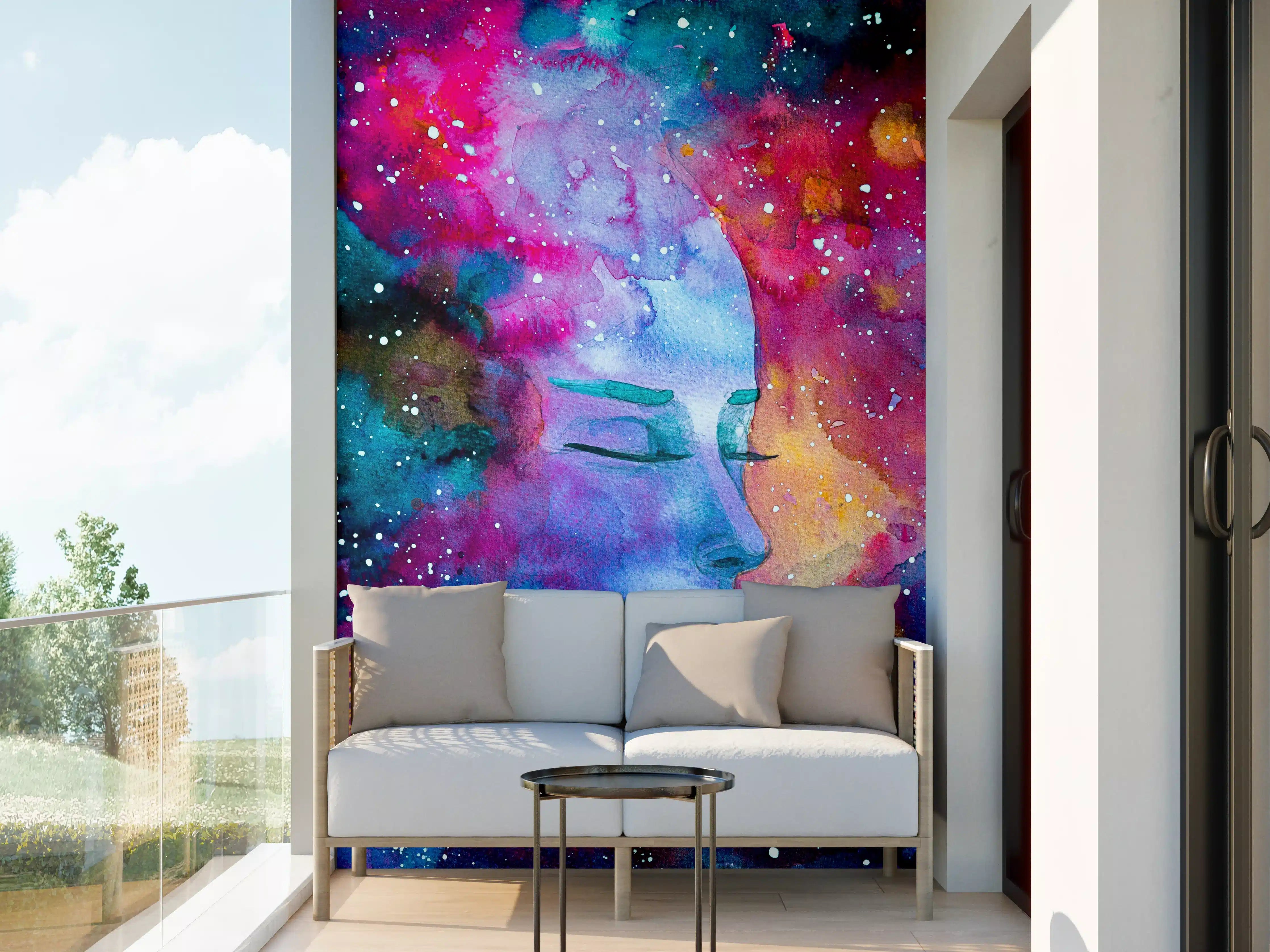 Wandverkleidung außen - Spirituelle Frau Weltraumnebel