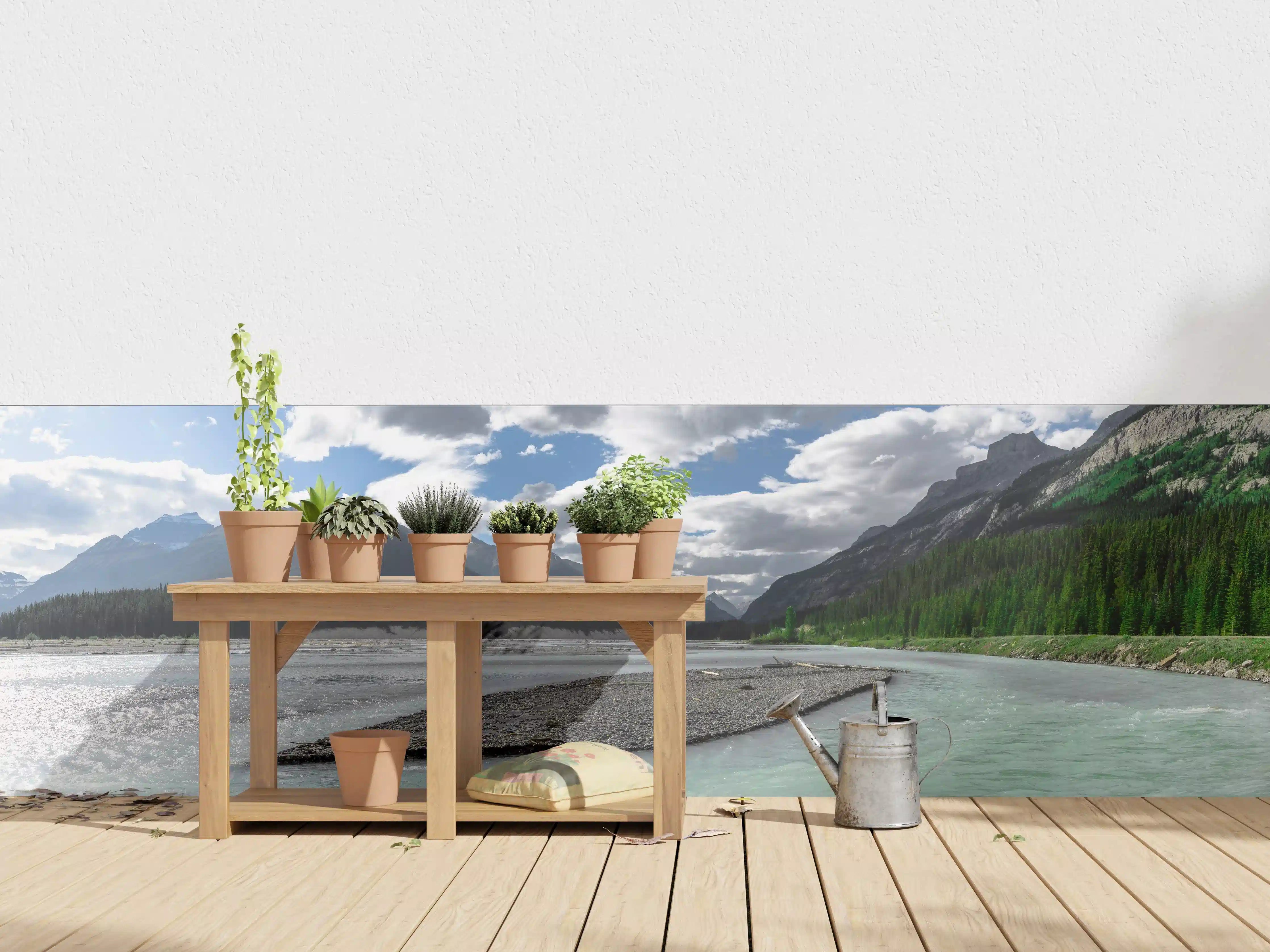 Wandverkleidung außen - Steinlandschaft auf dem Wasser in Banff