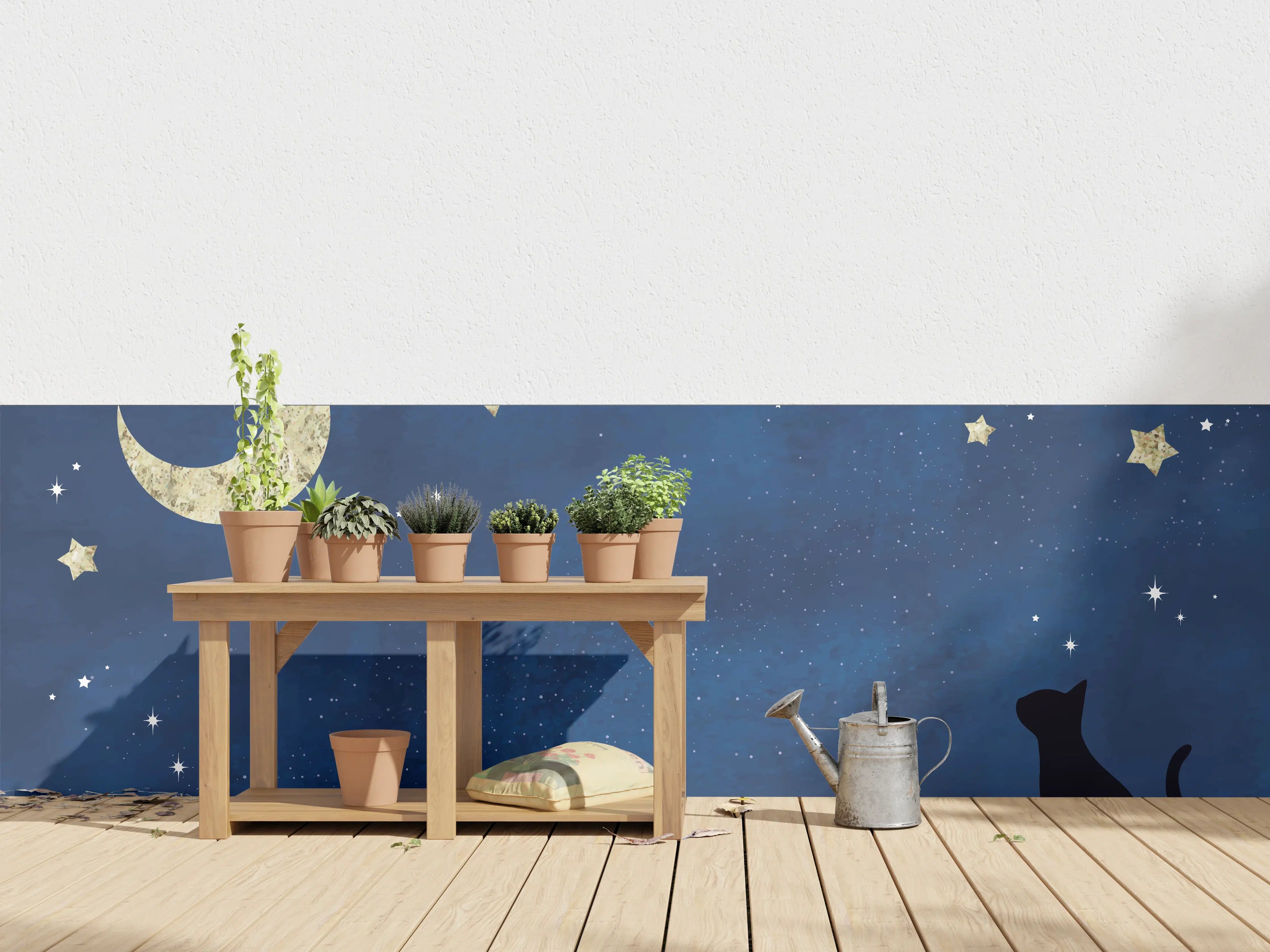 Wandverkleidung außen - Sternennacht Katzen Silhouette