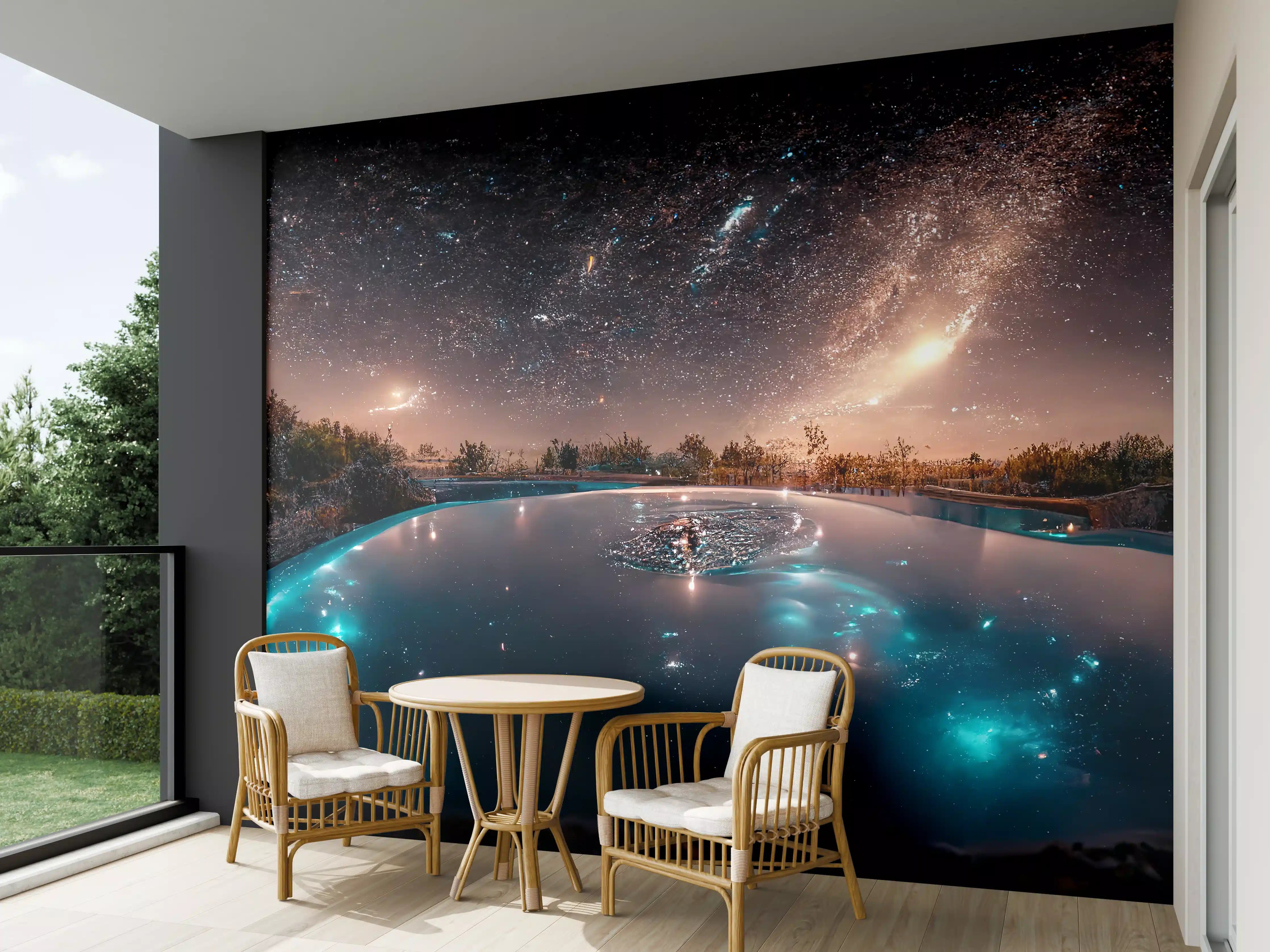 Wandverkleidung außen - Sternennacht Spiegelung See
