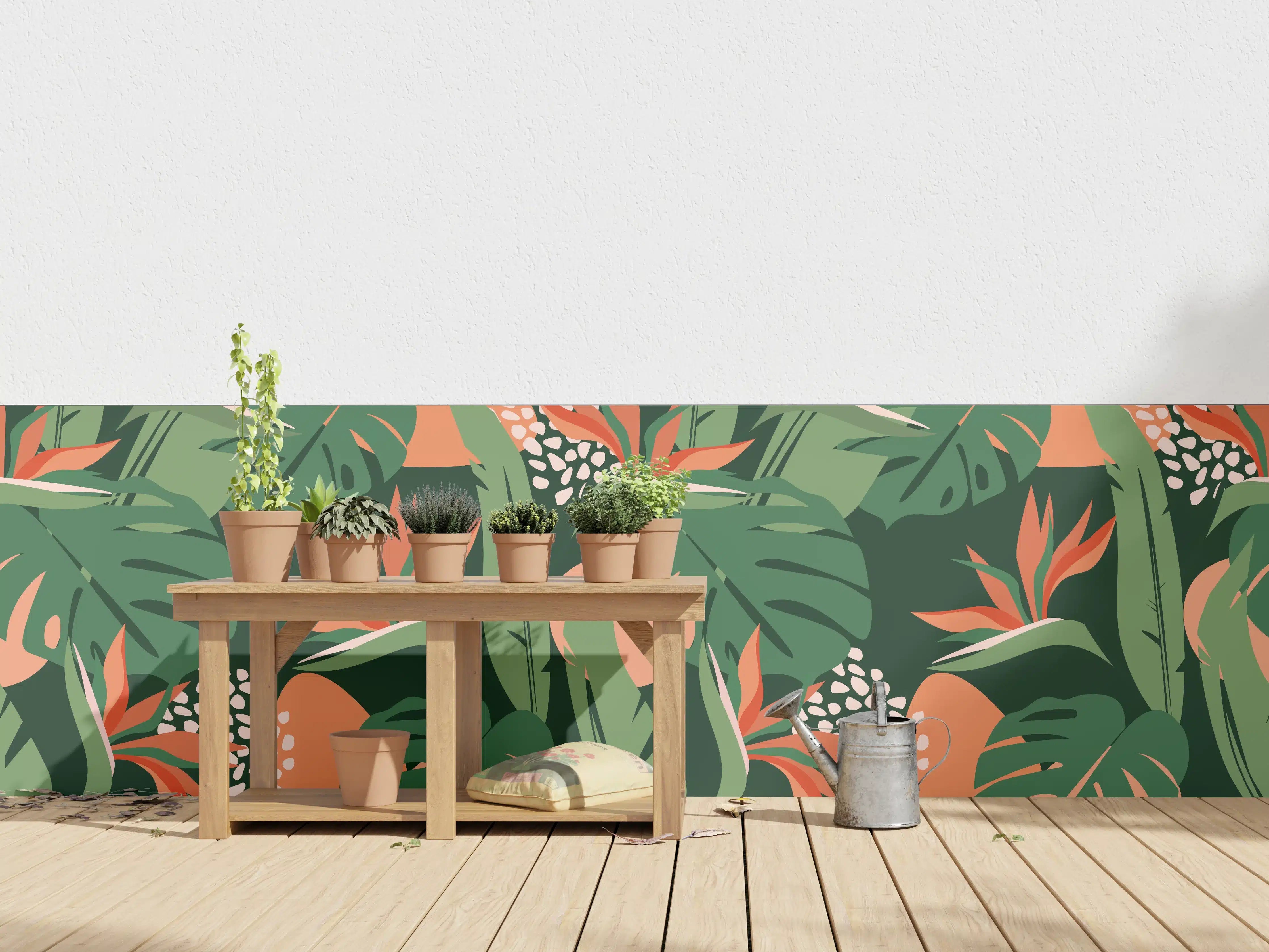 Wandverkleidung außen - Strelitzia Tropenblatt Grün-Orange