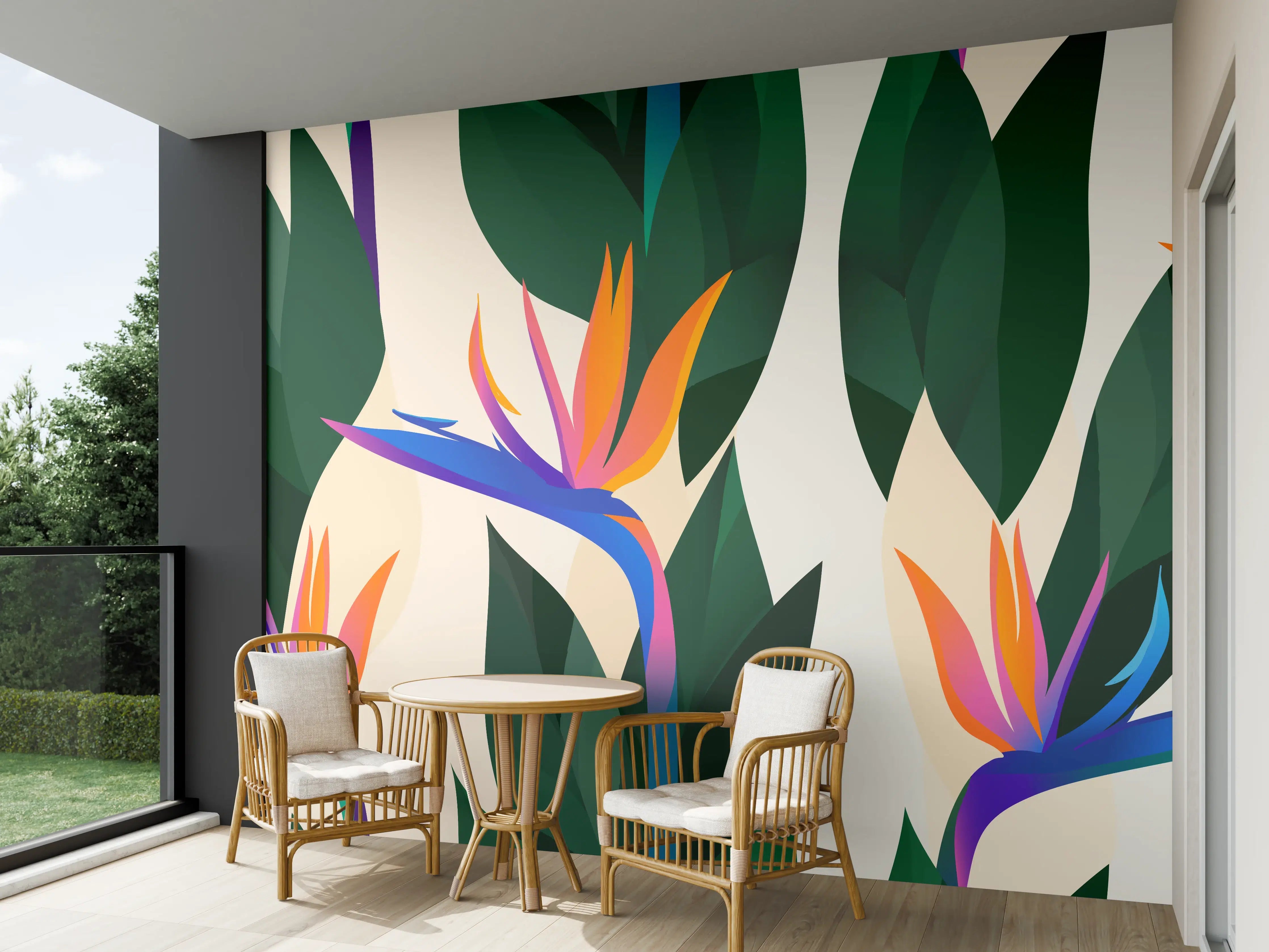 Wandverkleidung außen - Strelitzia Tropic Blumenmuster