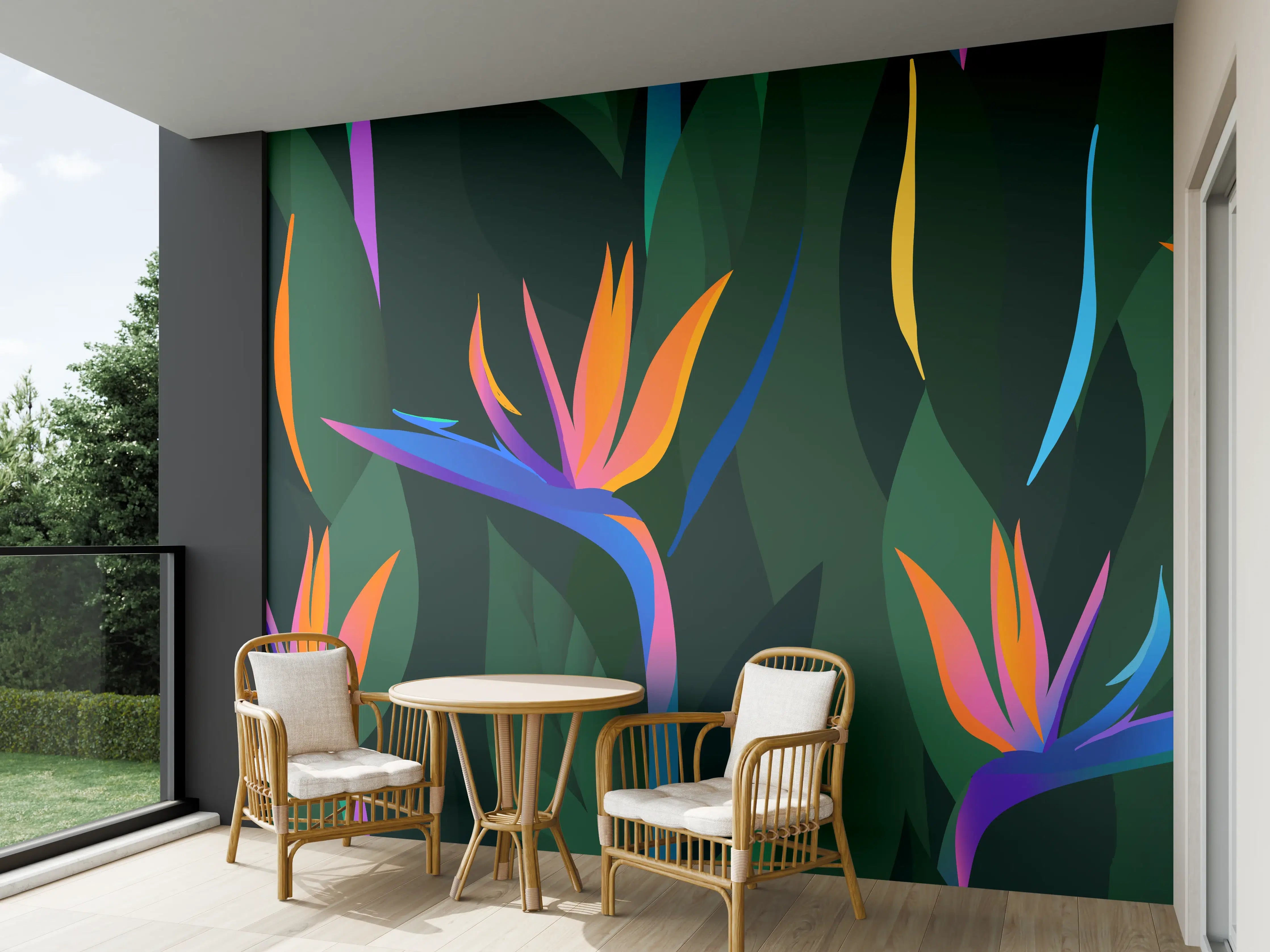 Wandverkleidung außen - Strelitzia Tropic Grün-Orange