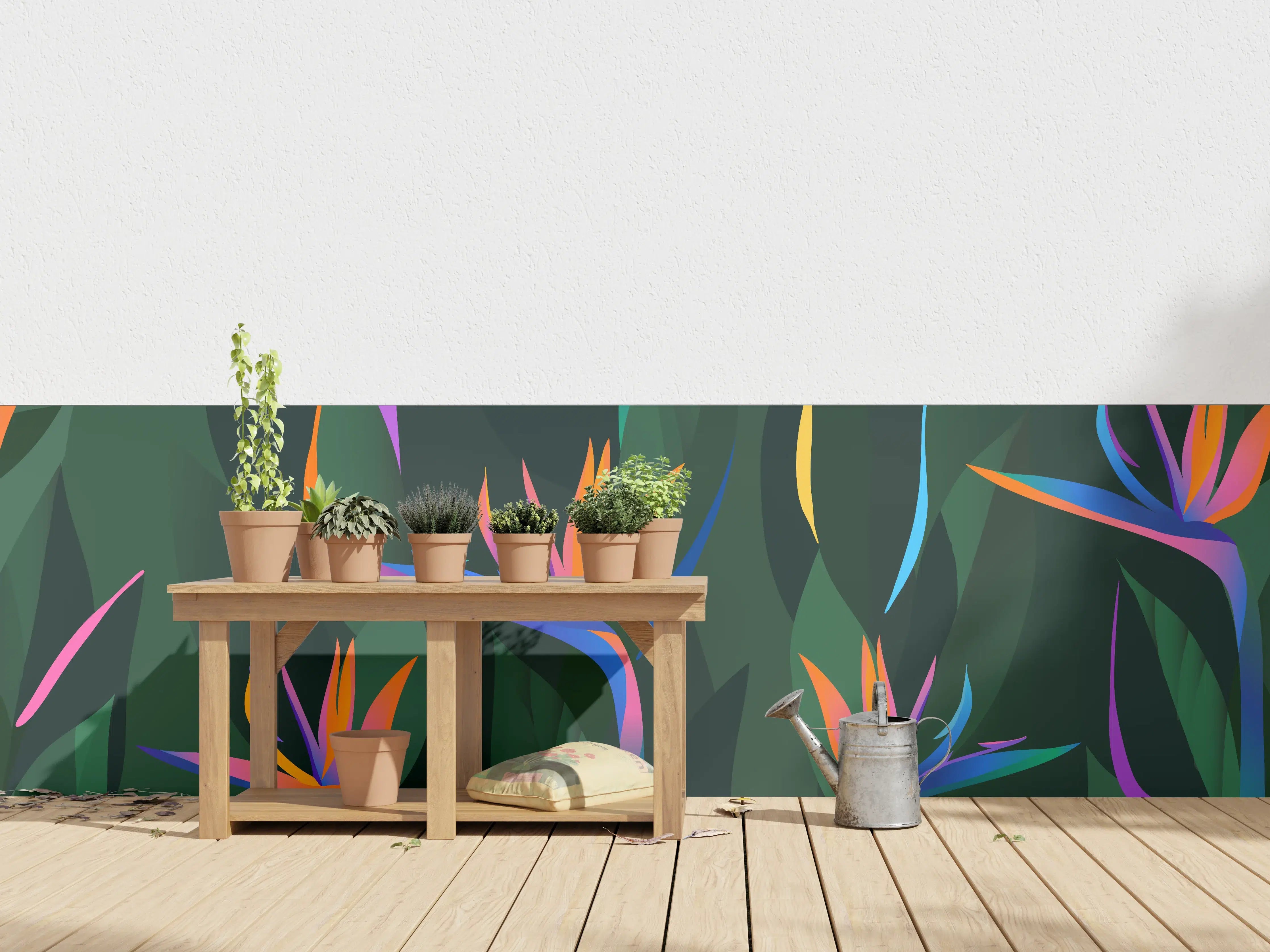 Wandverkleidung außen - Strelitzia Tropic Grün-Orange