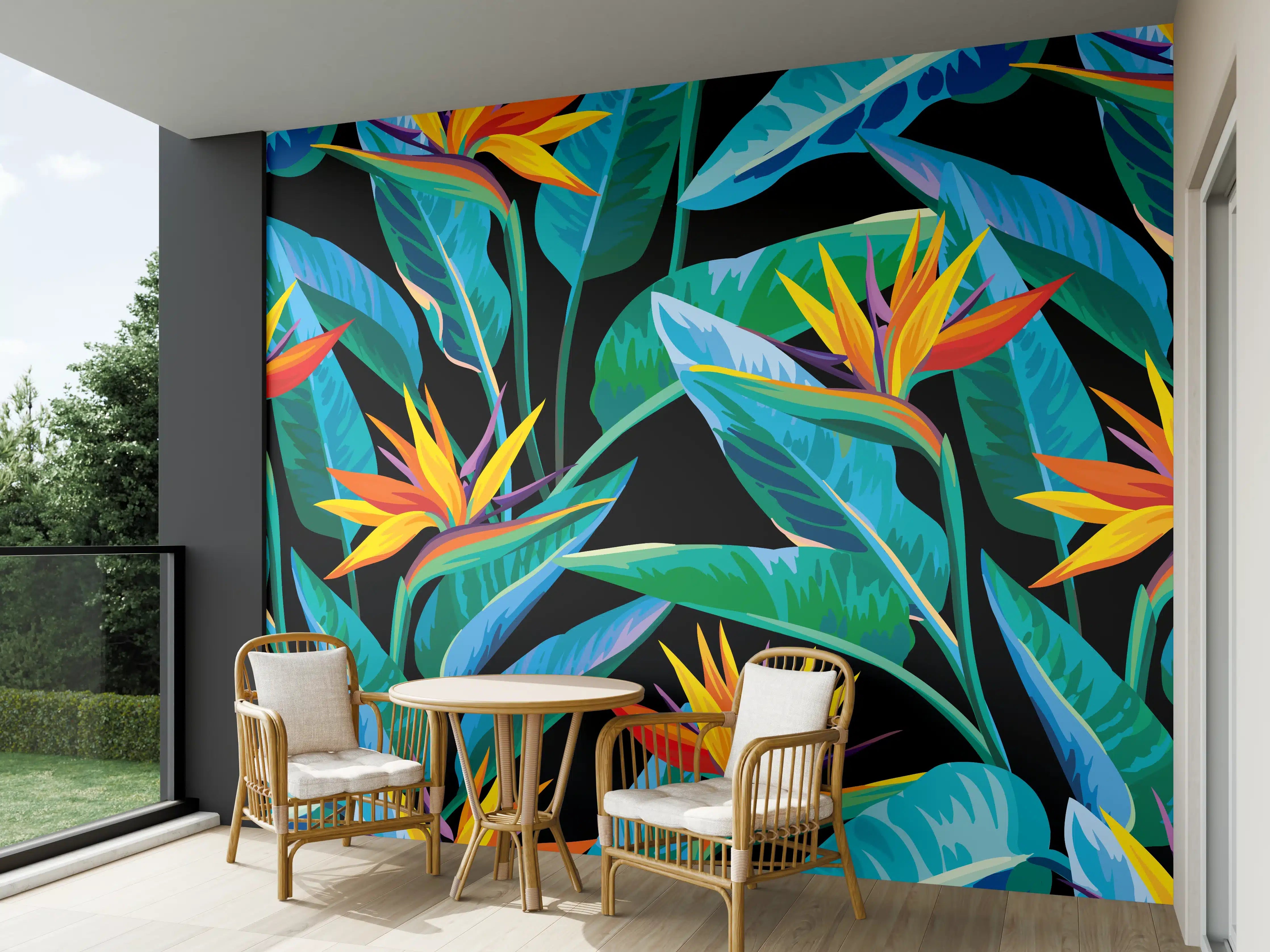 Wandverkleidung außen - Strelitzia Tropic Schwarz-Exotik