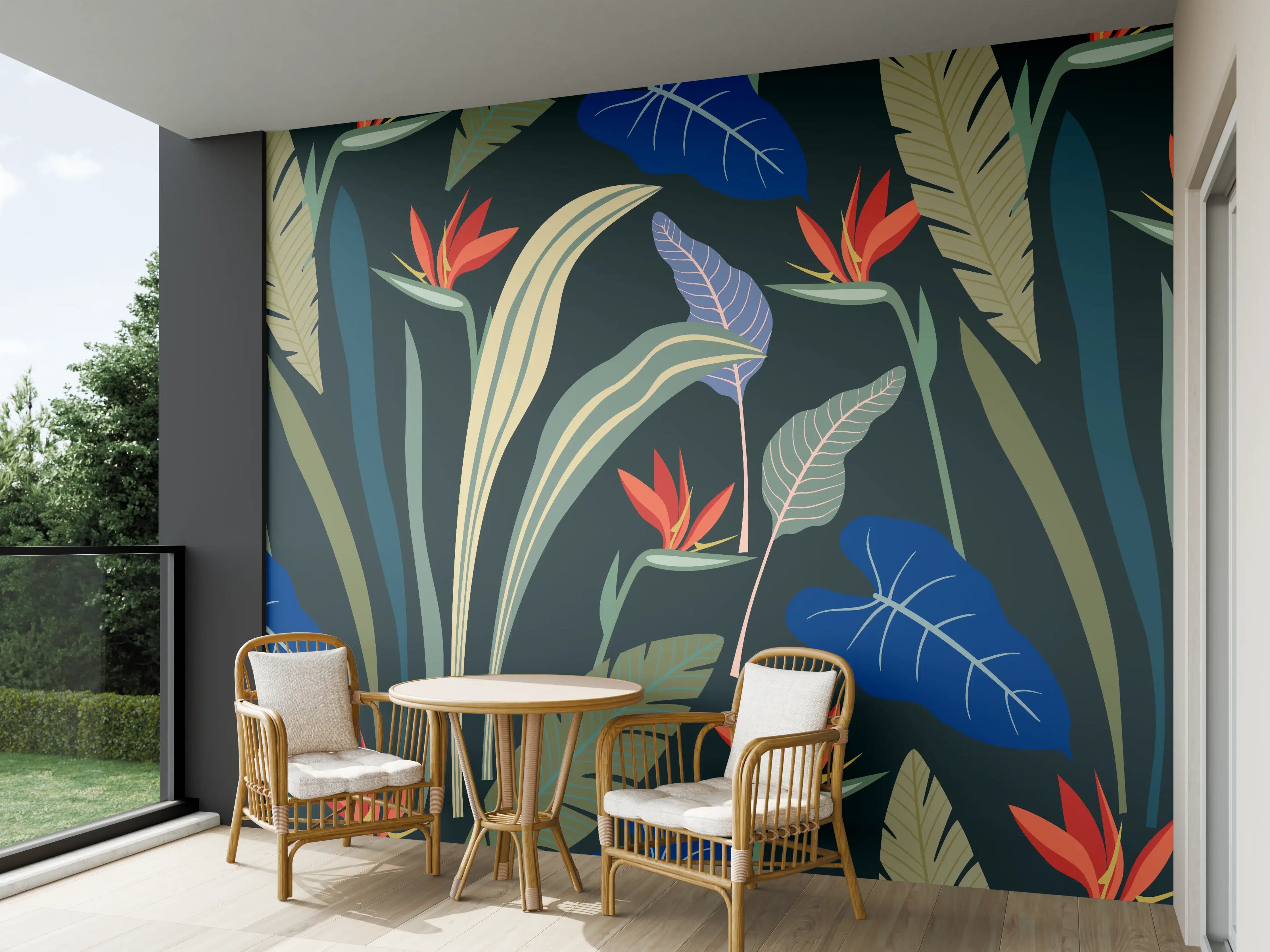 Wandverkleidung außen - Strelitzia Tropische Blütenpracht