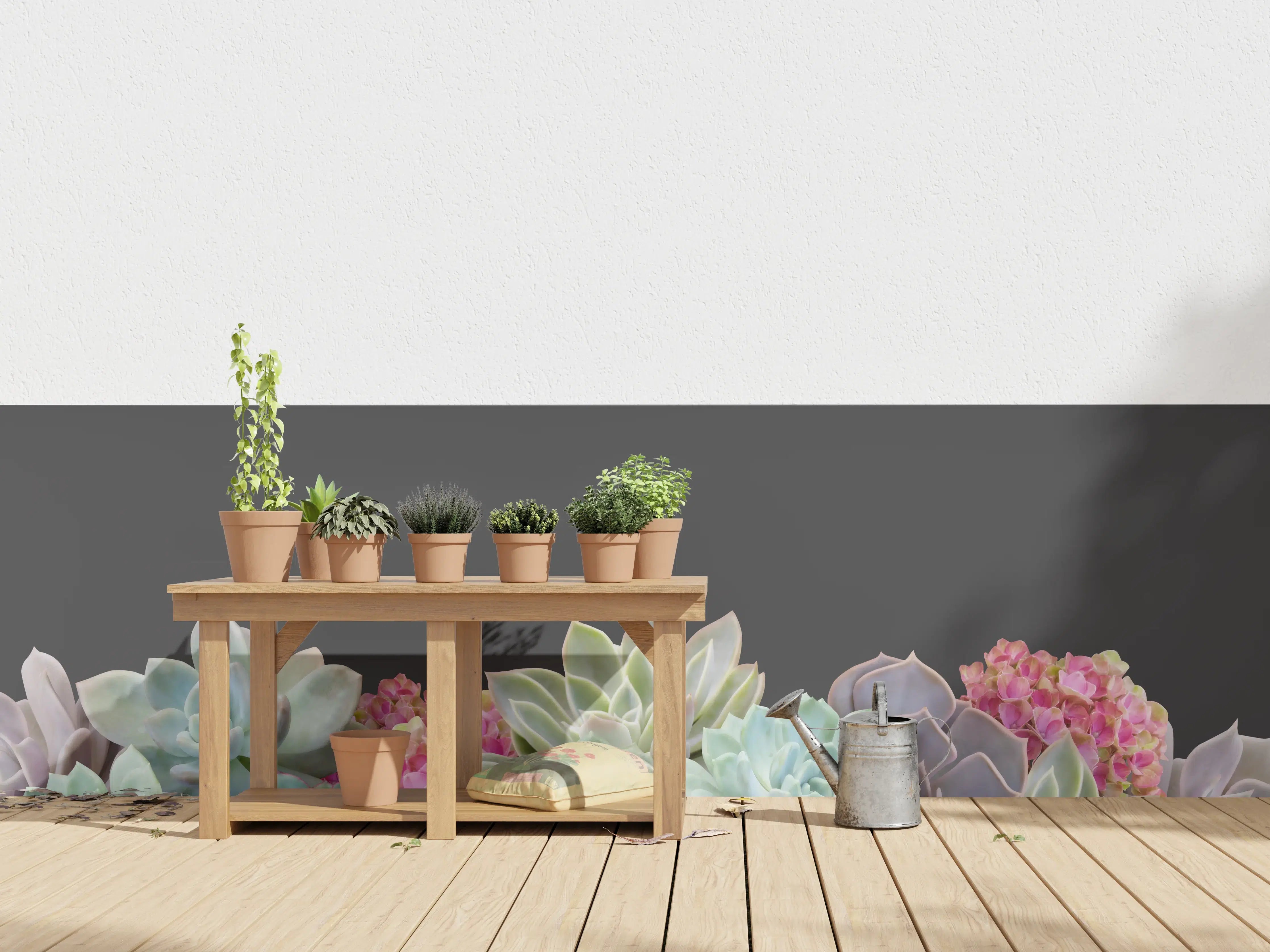 Wandverkleidung außen - Sukkulente Blumen - Bunt