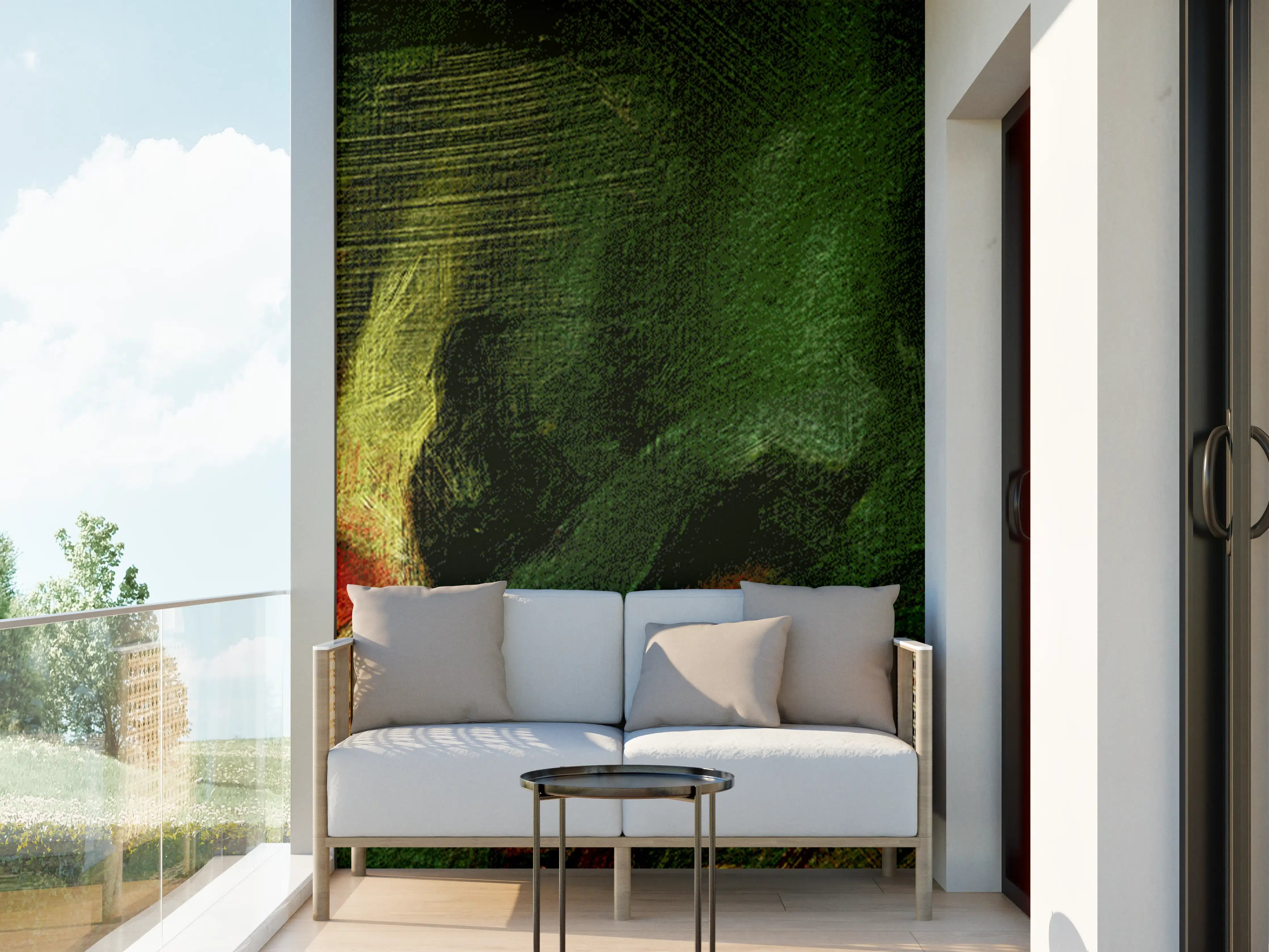 Wandverkleidung außen - Surreale Grüntöne Öltextur