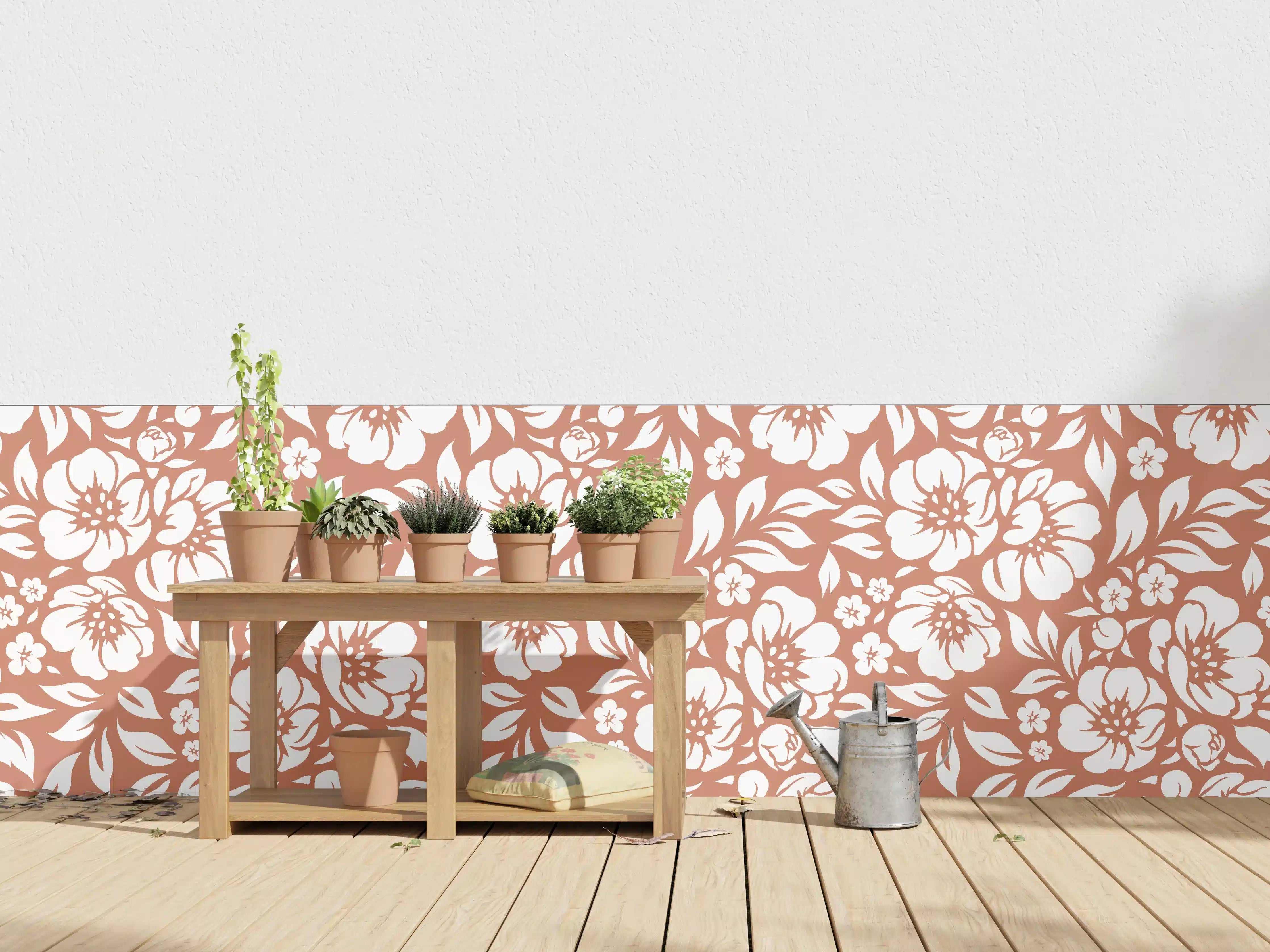 Wandverkleidung außen - Terracotta-Florale Wandgestaltung