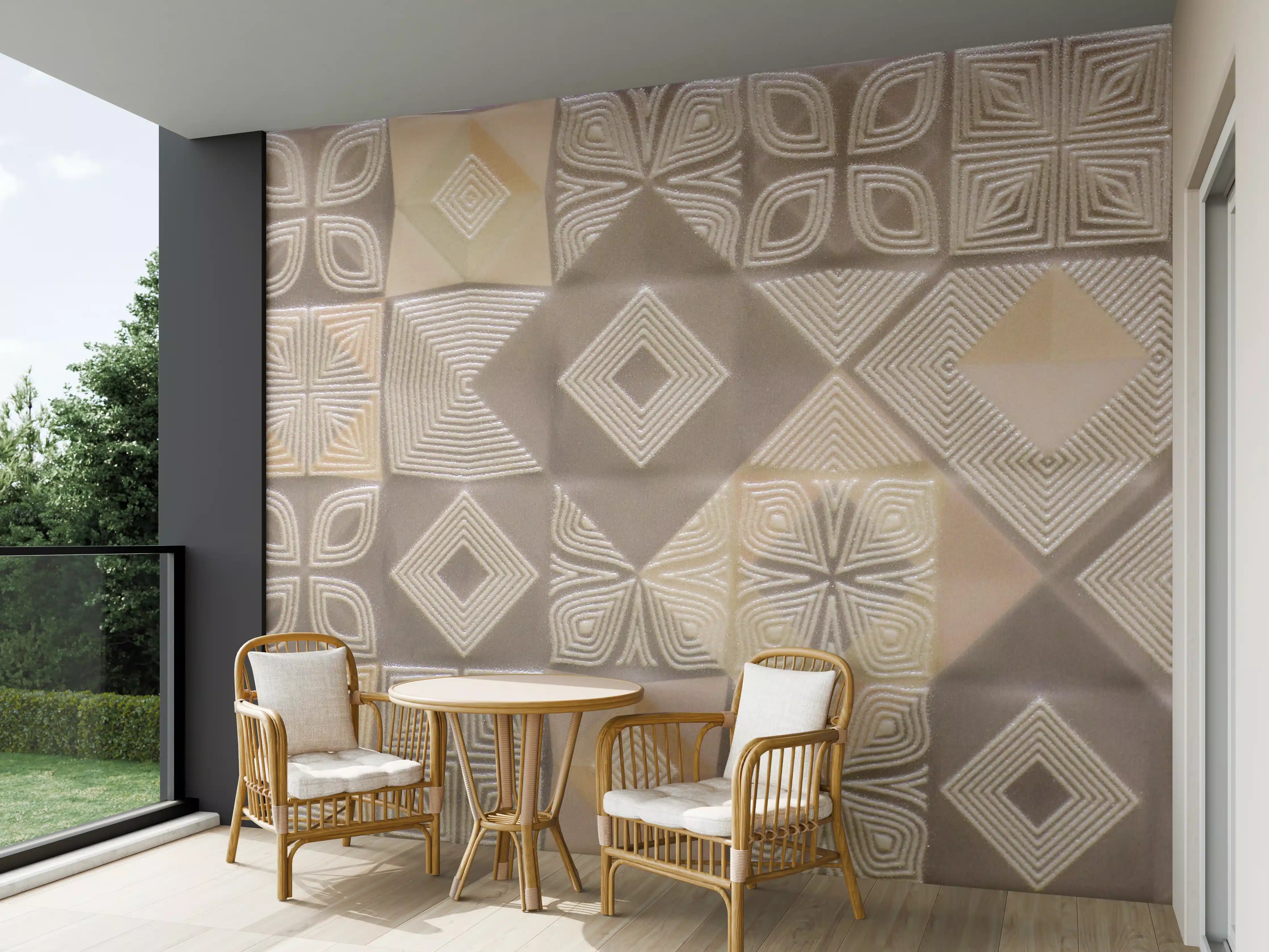 Wandverkleidung außen - Terrakotta- und Beigetemperierter Fliesenteppich