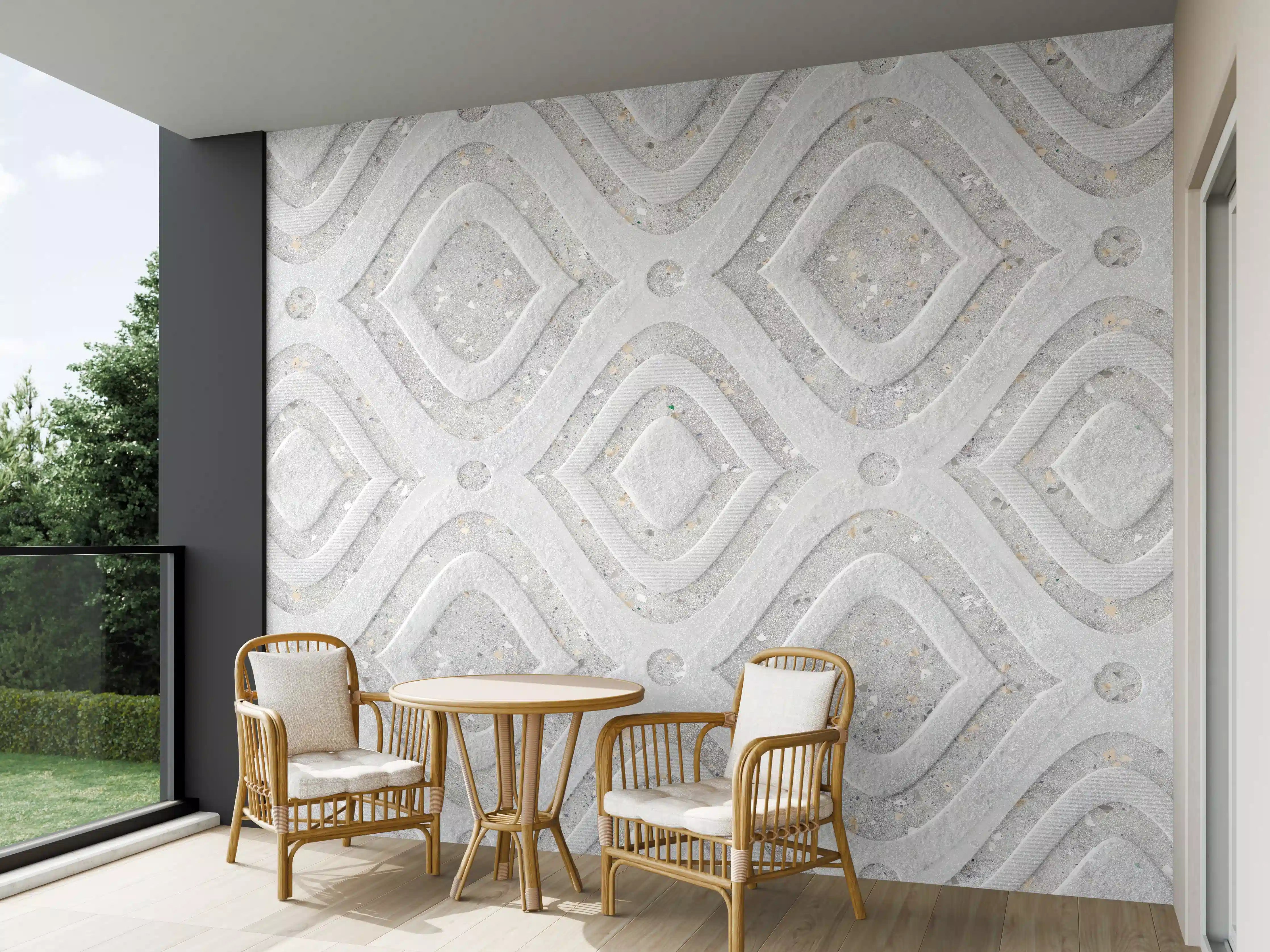 Wandverkleidung außen - Textur im Wellenmuster - 3D Illustration