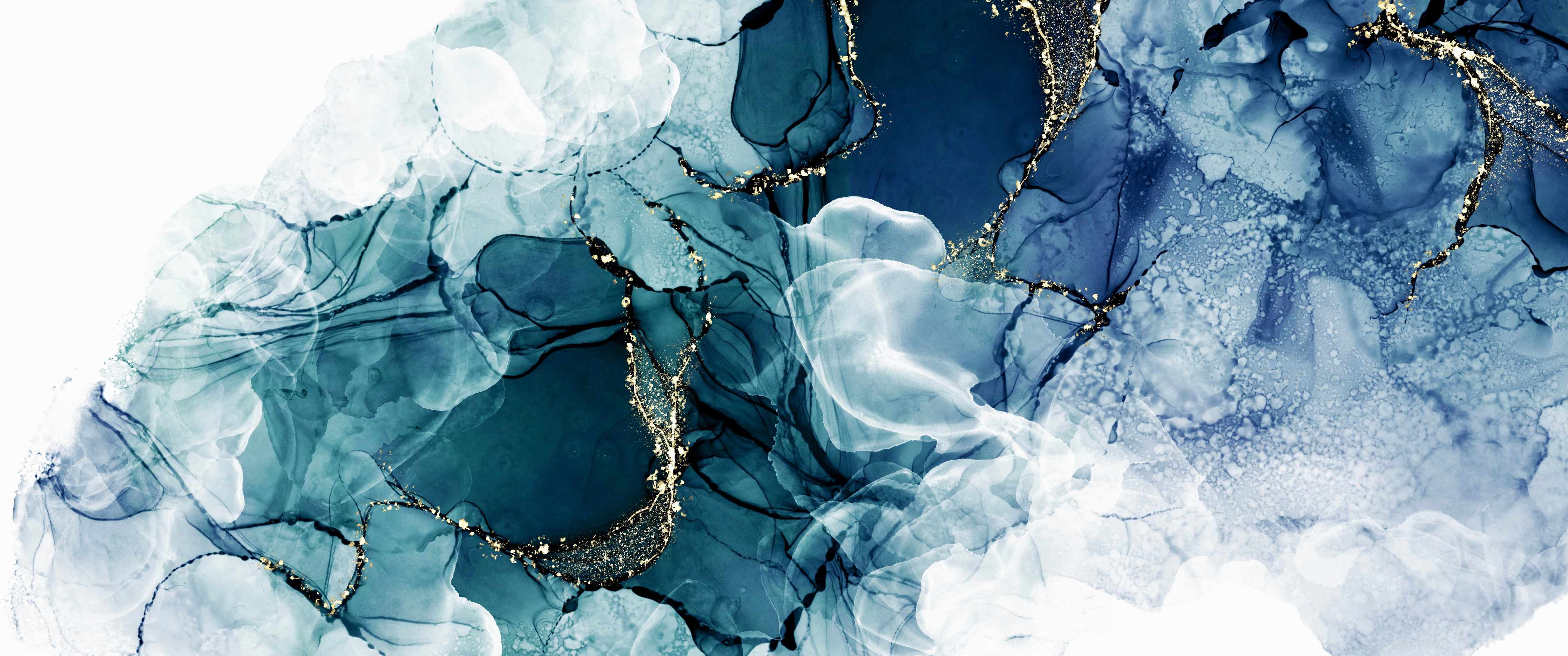 Wandverkleidung außen-Tiefblaues Fluid-Art Design