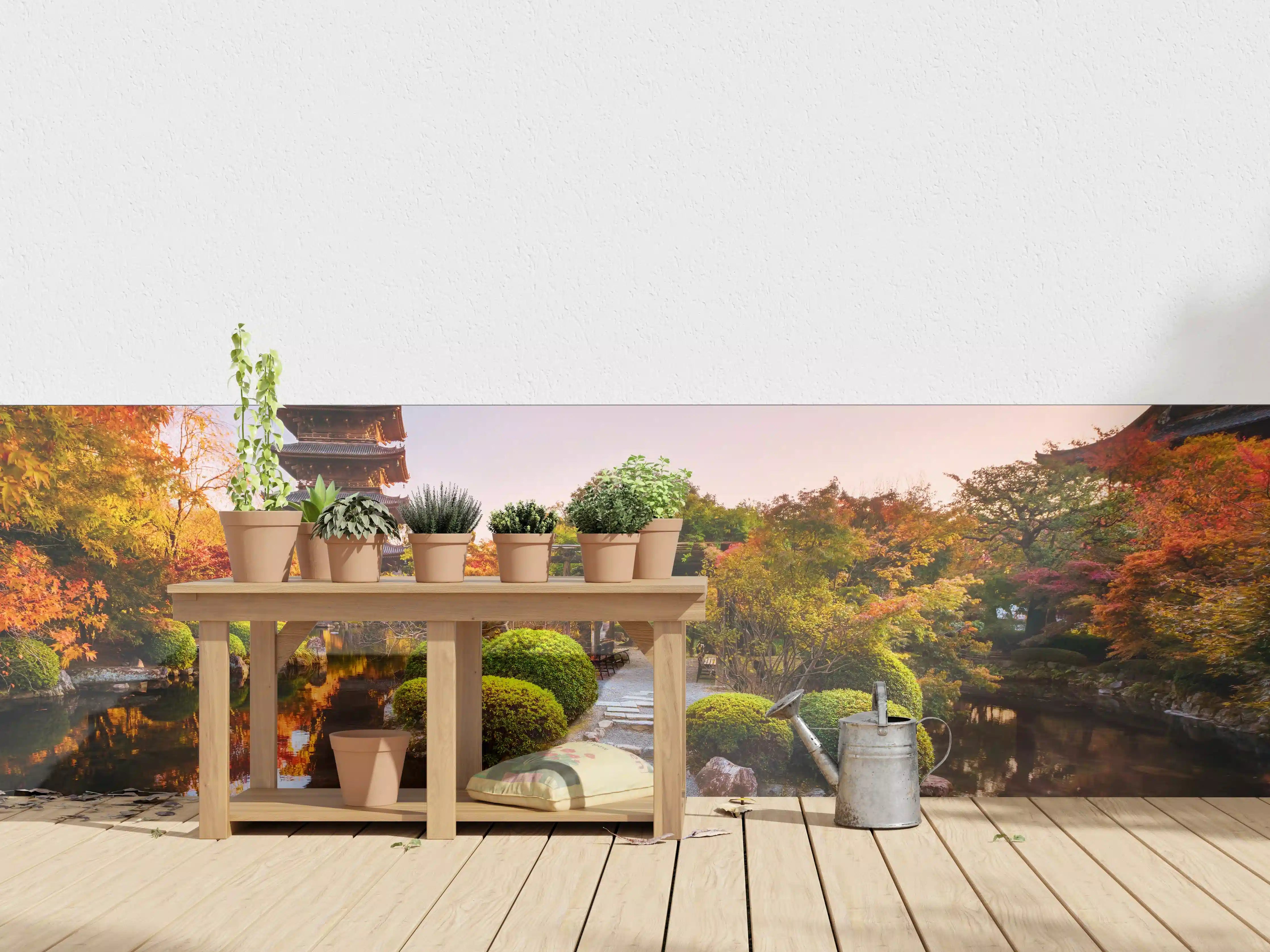 Wandverkleidung außen - Toji-Tempel mit Garten im Herbst