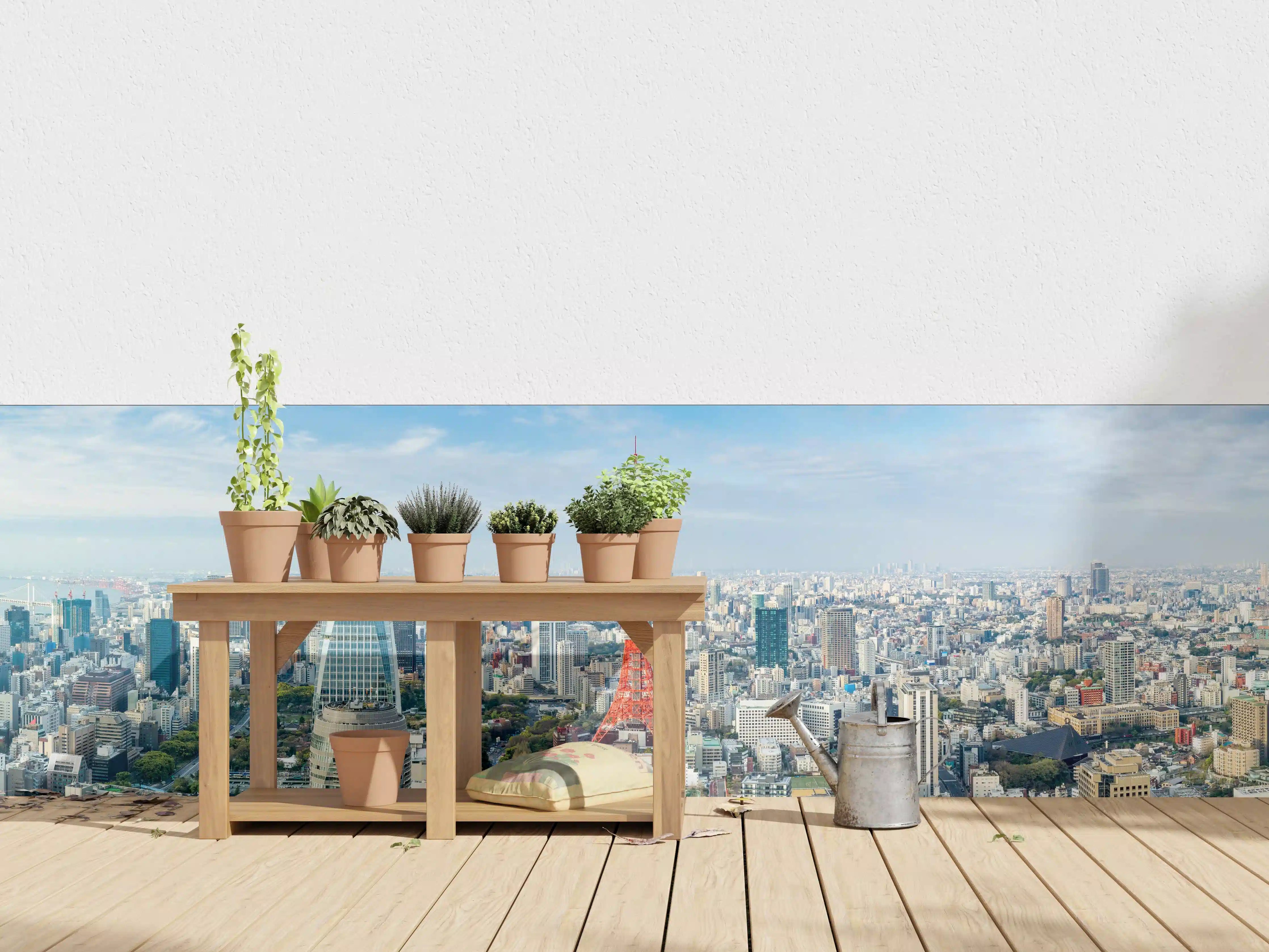 Wandverkleidung außen - Tokio Skyline Rot-Blau