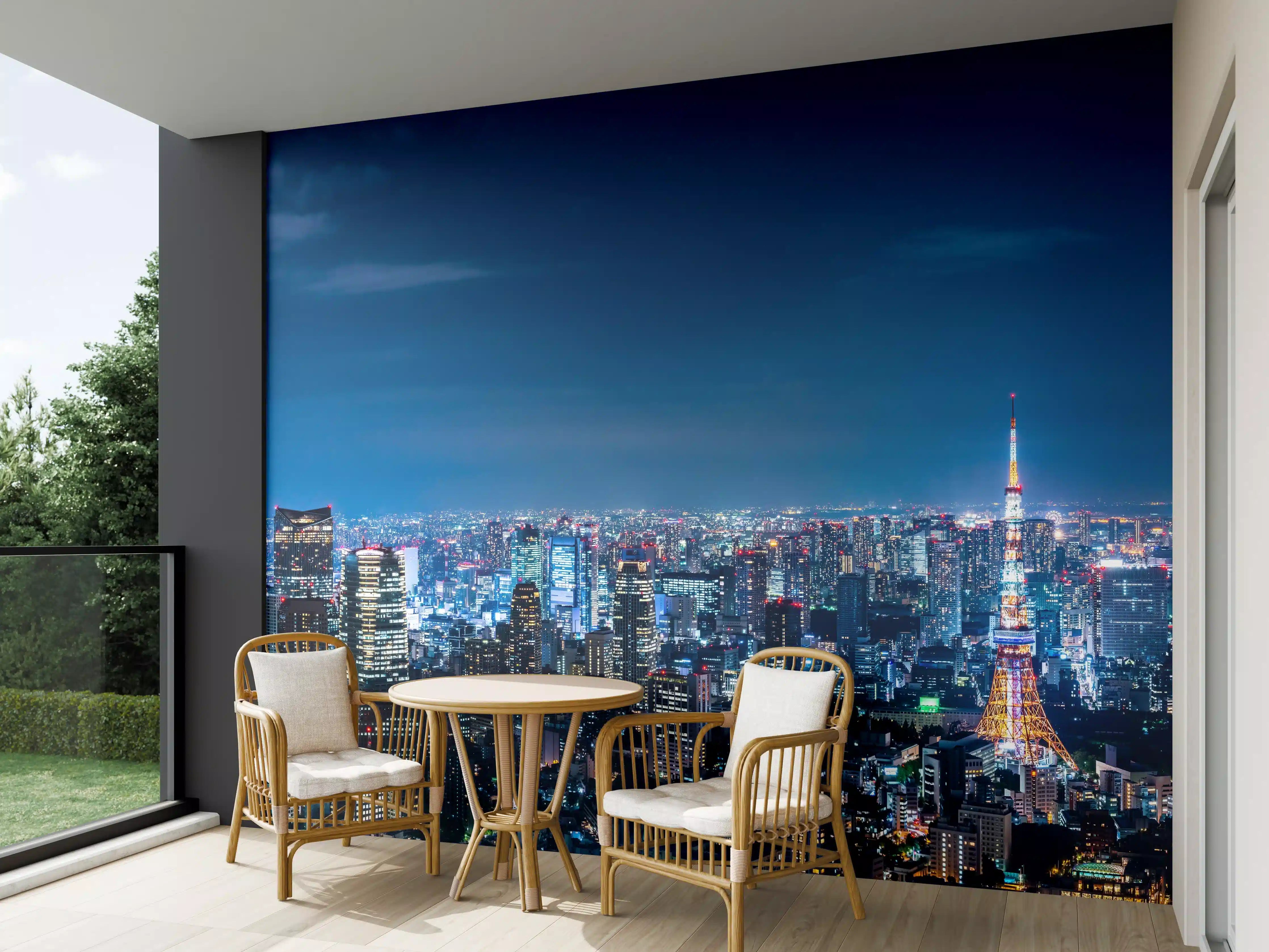 Wandverkleidung außen - Tokio Skyline bei Nacht