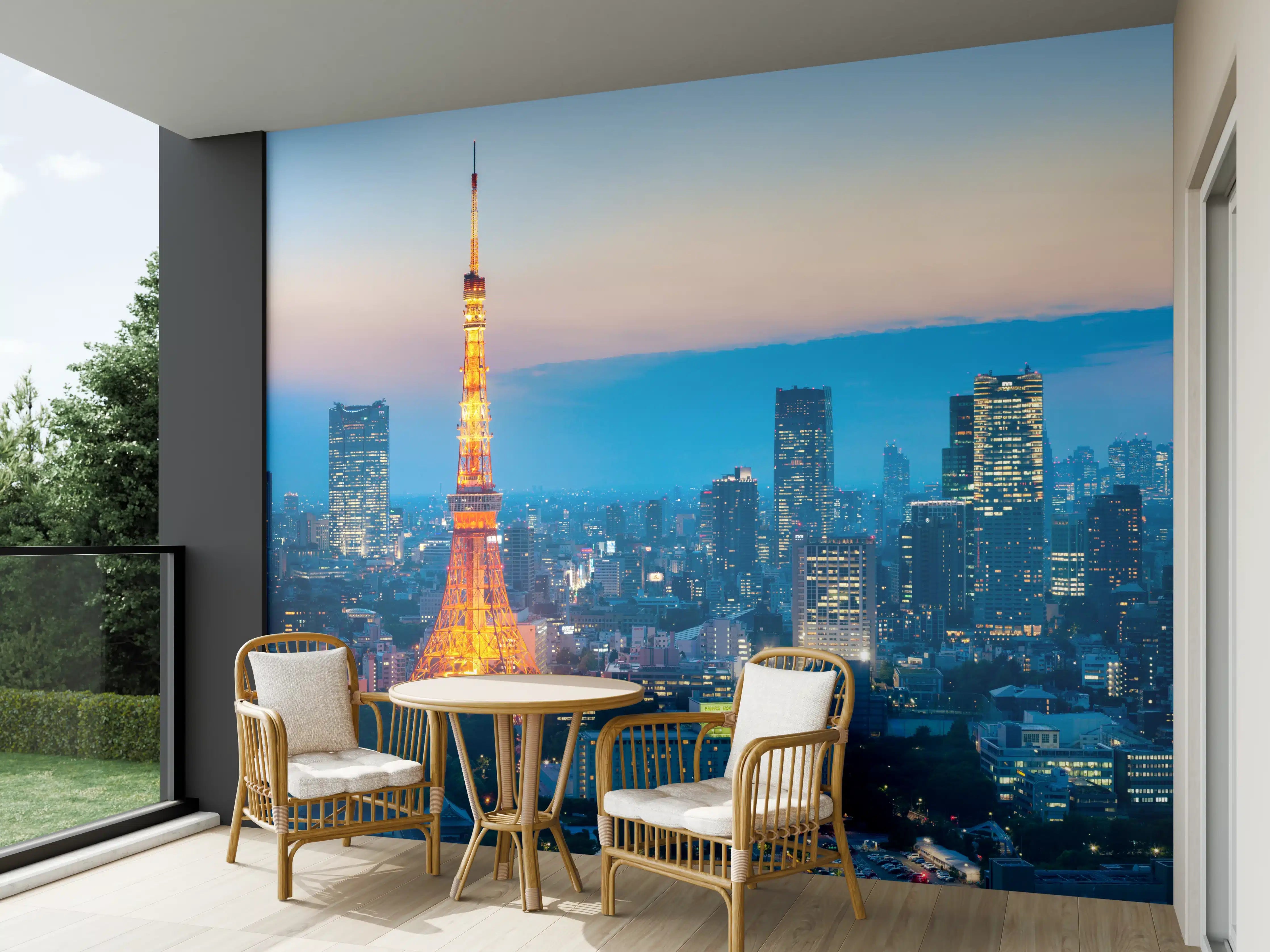 Wandverkleidung außen - Tokyo Tower bei Nacht