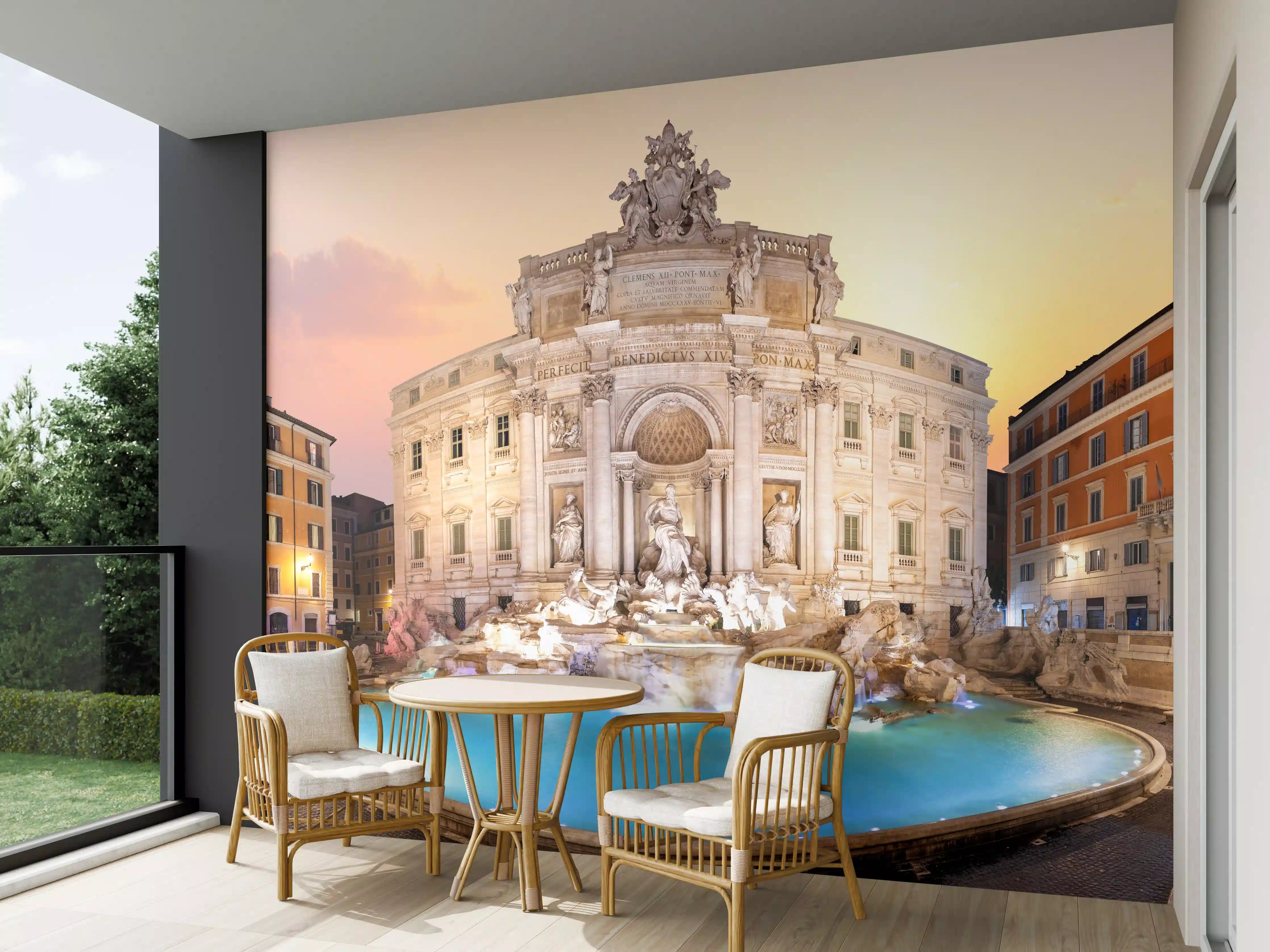 Wandverkleidung außen - Trevi-Brunnen bei Sonnenaufgang