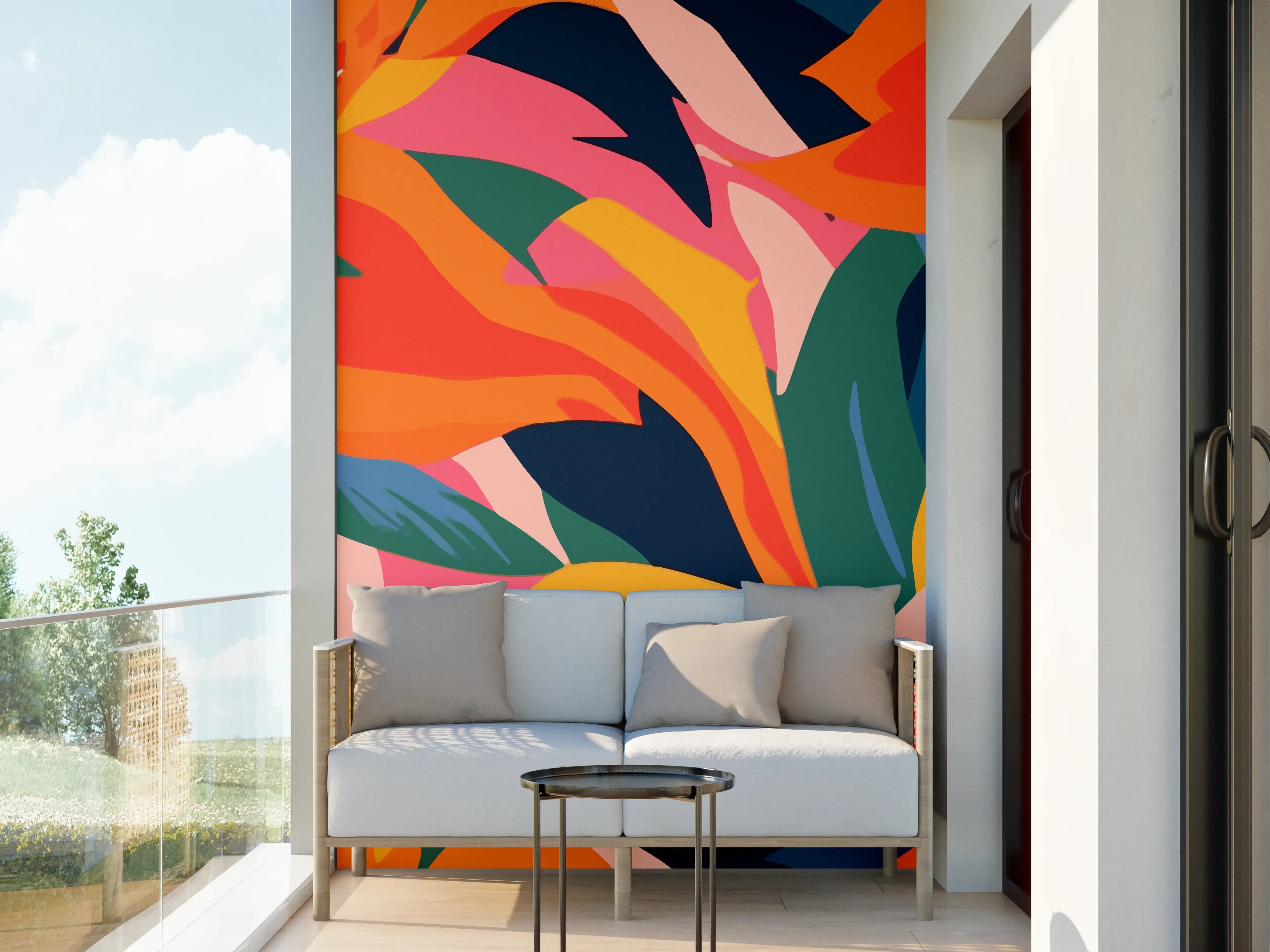 Wandverkleidung außen - Tropische Bunte Blumenillustration