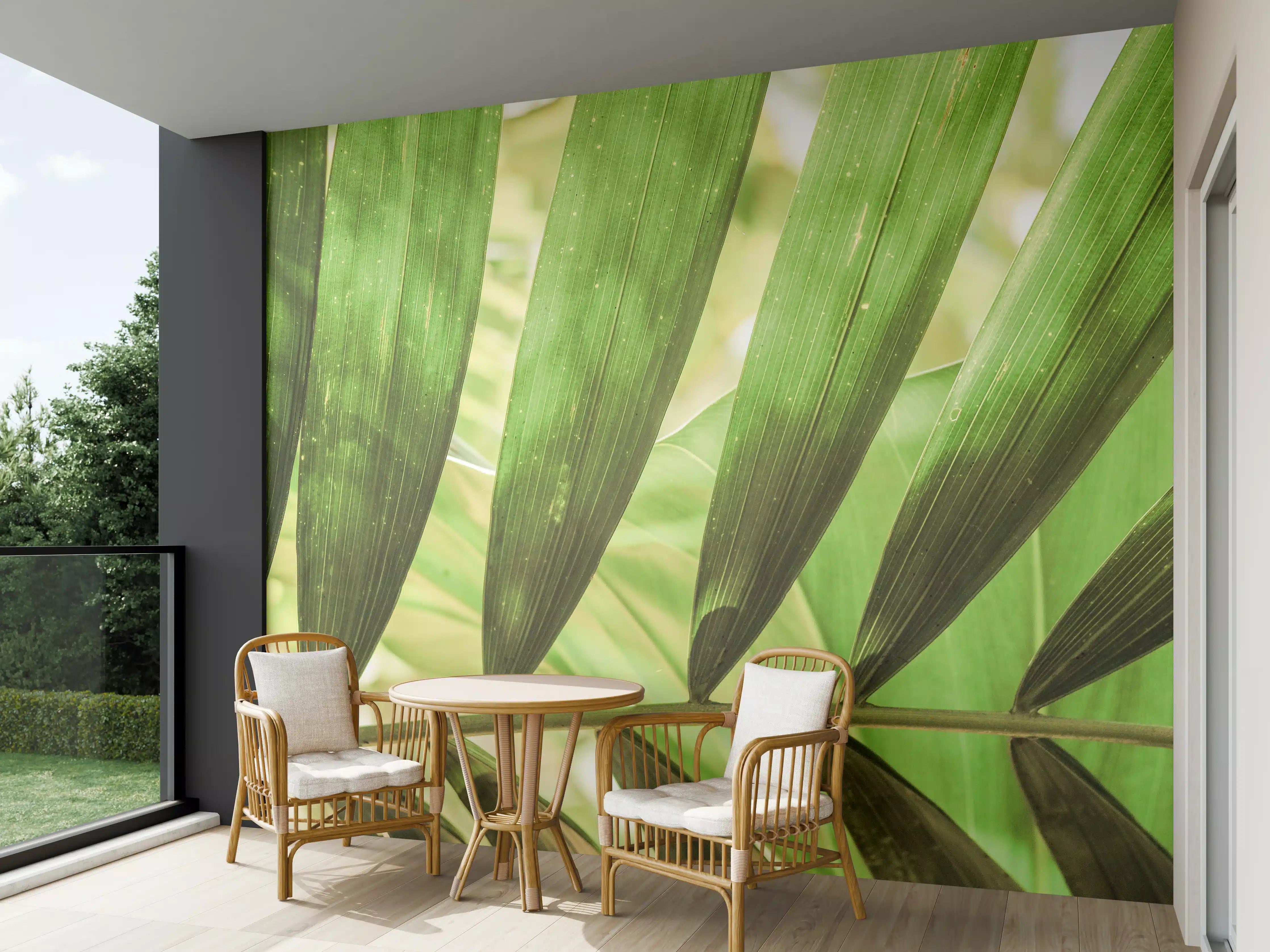 Wandverkleidung außen - Tropische Grün-Palmenblätter