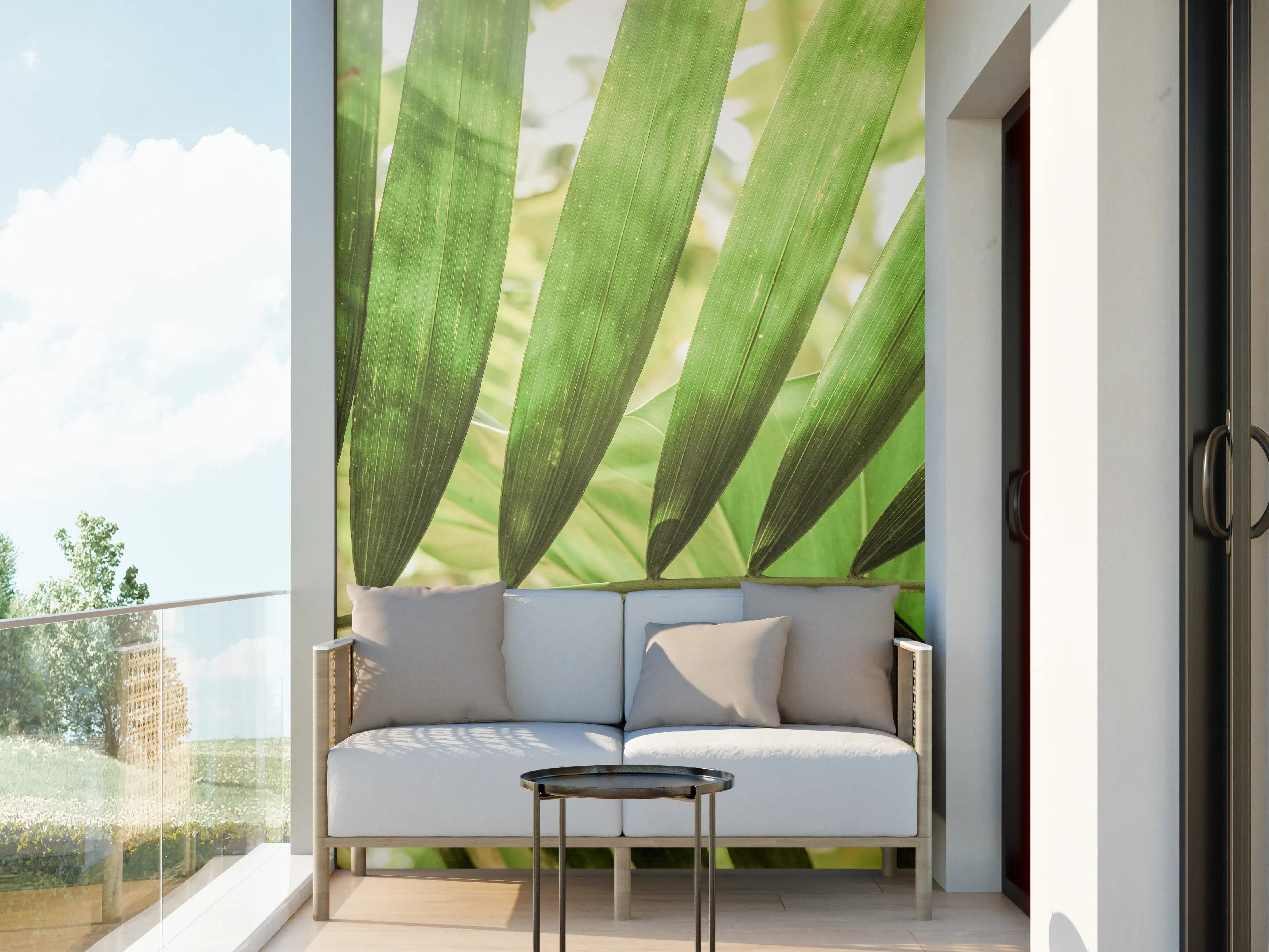 Wandverkleidung außen - Tropische Grün-Palmenblätter
