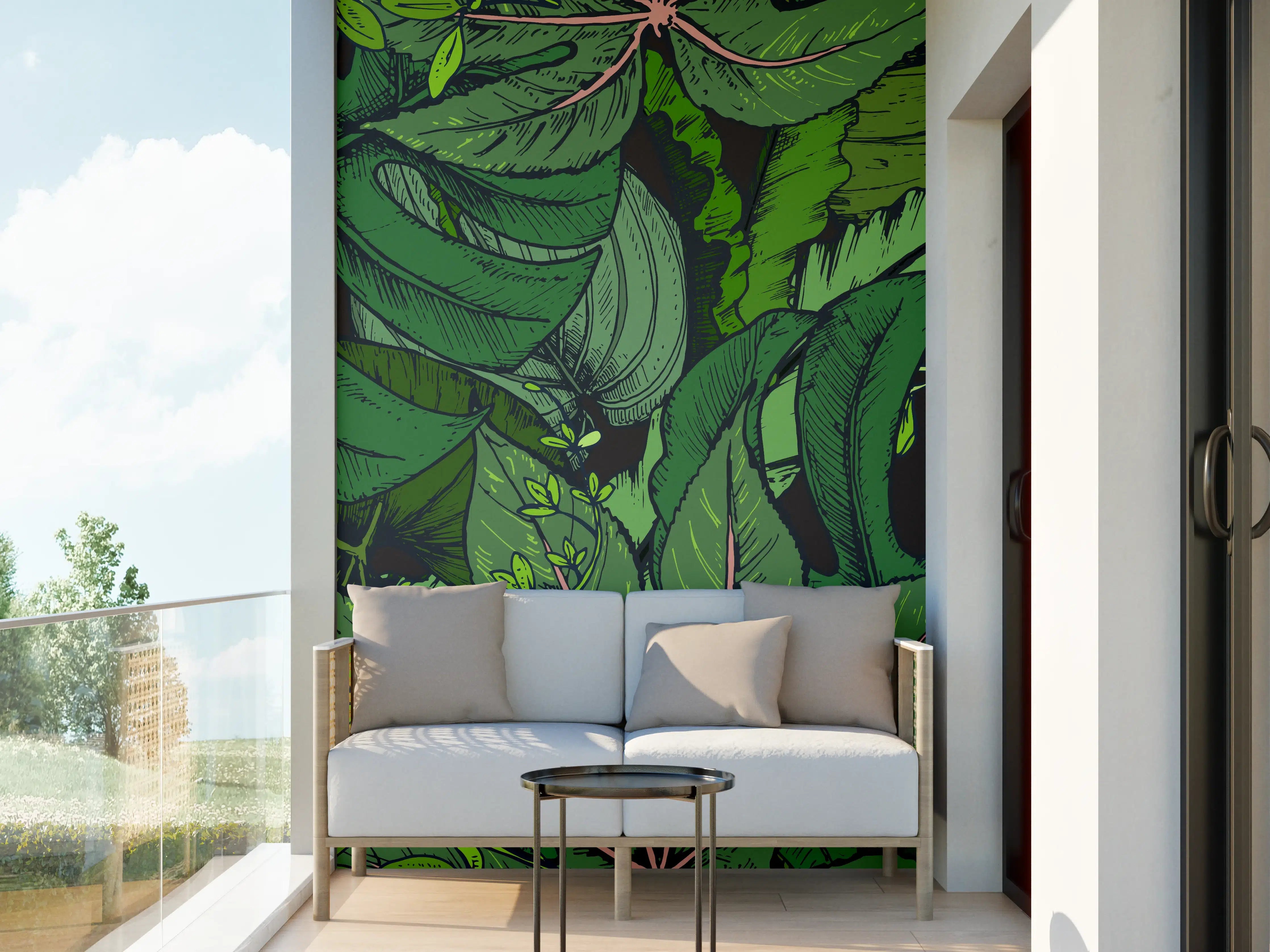 Wandverkleidung außen - Tropische Monstera-Blätter Grün