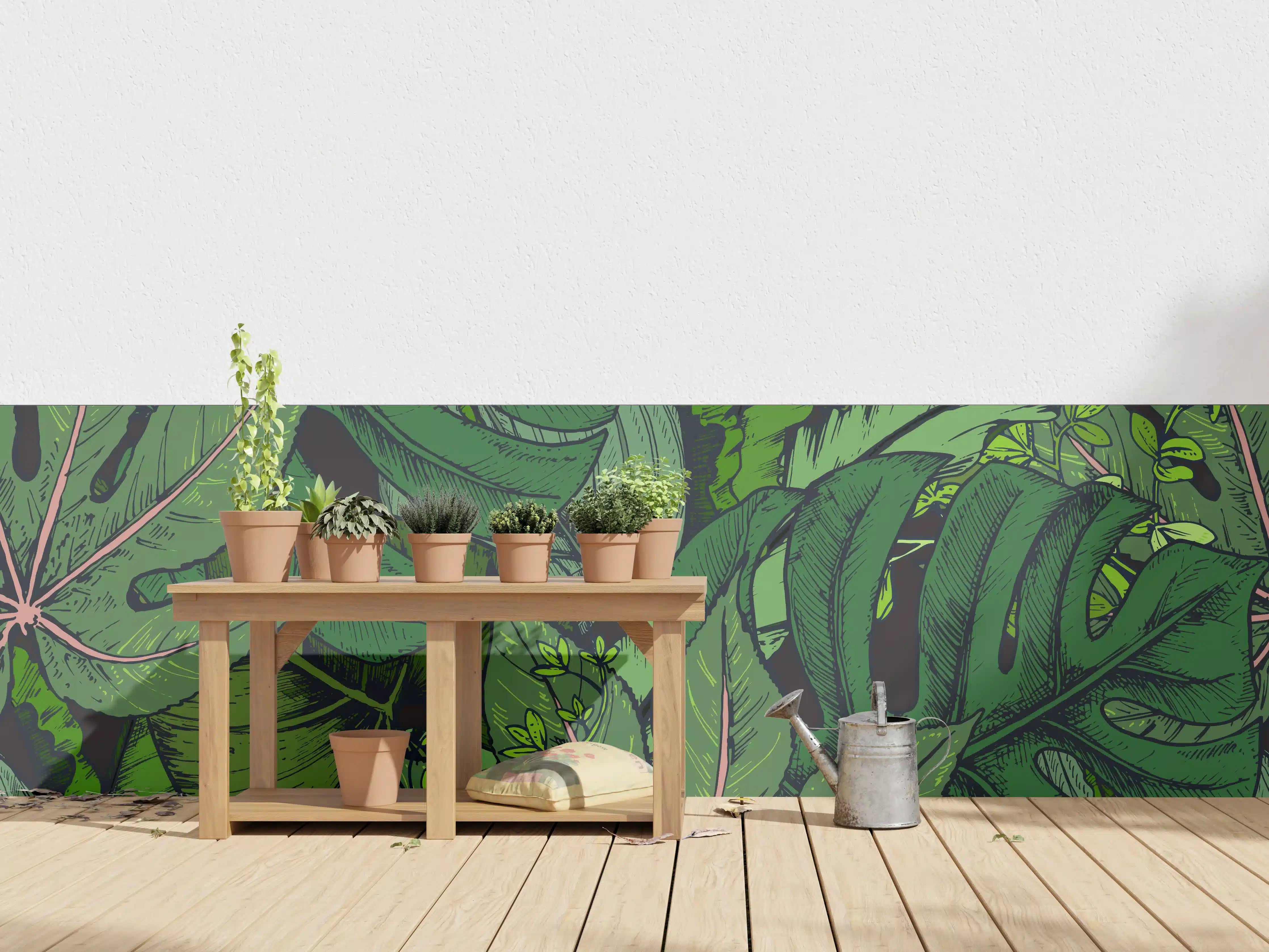 Wandverkleidung außen - Tropische Monstera-Blätter Grün