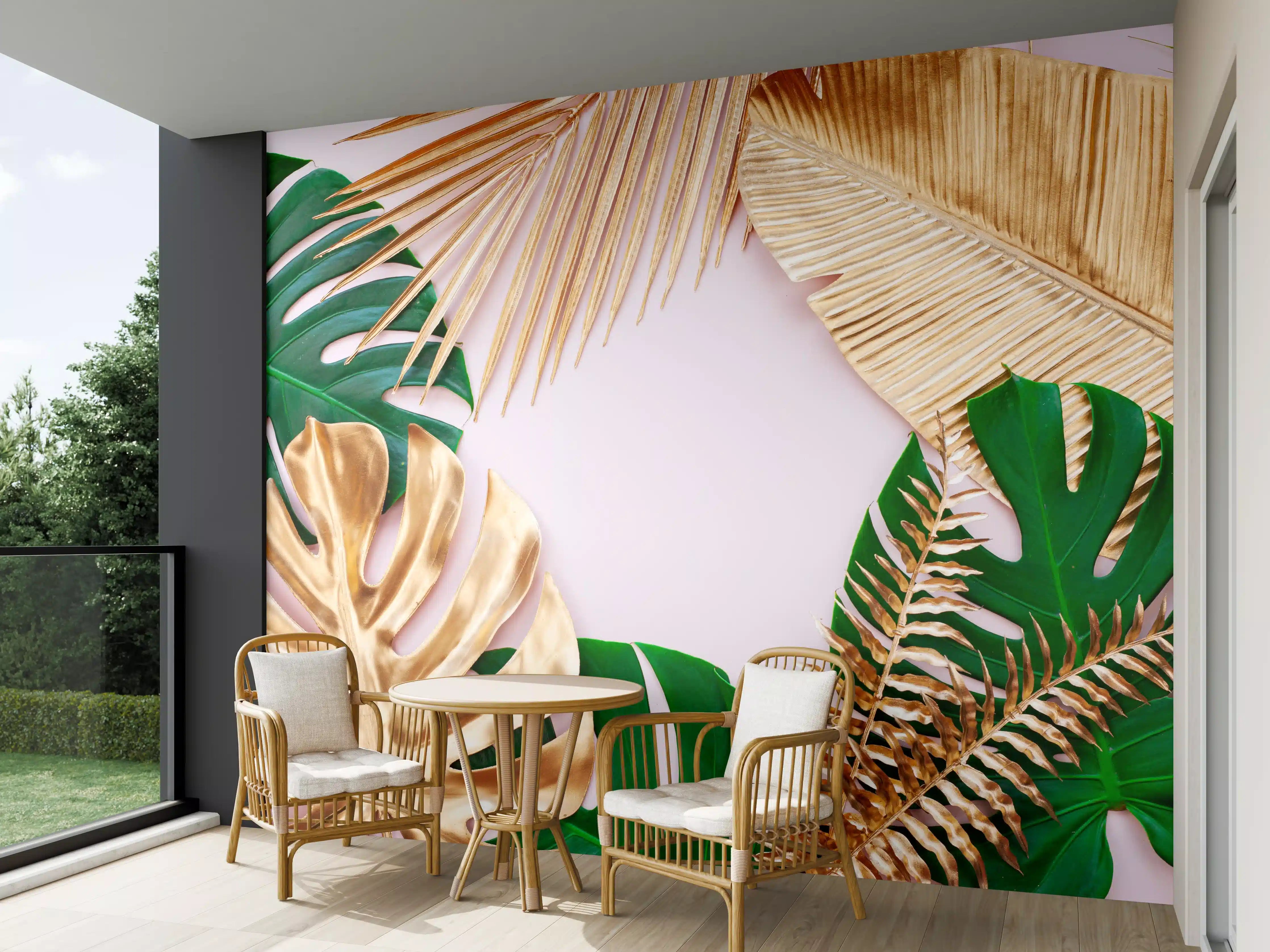 Wandverkleidung außen - Tropisches Blätter Design - Floral