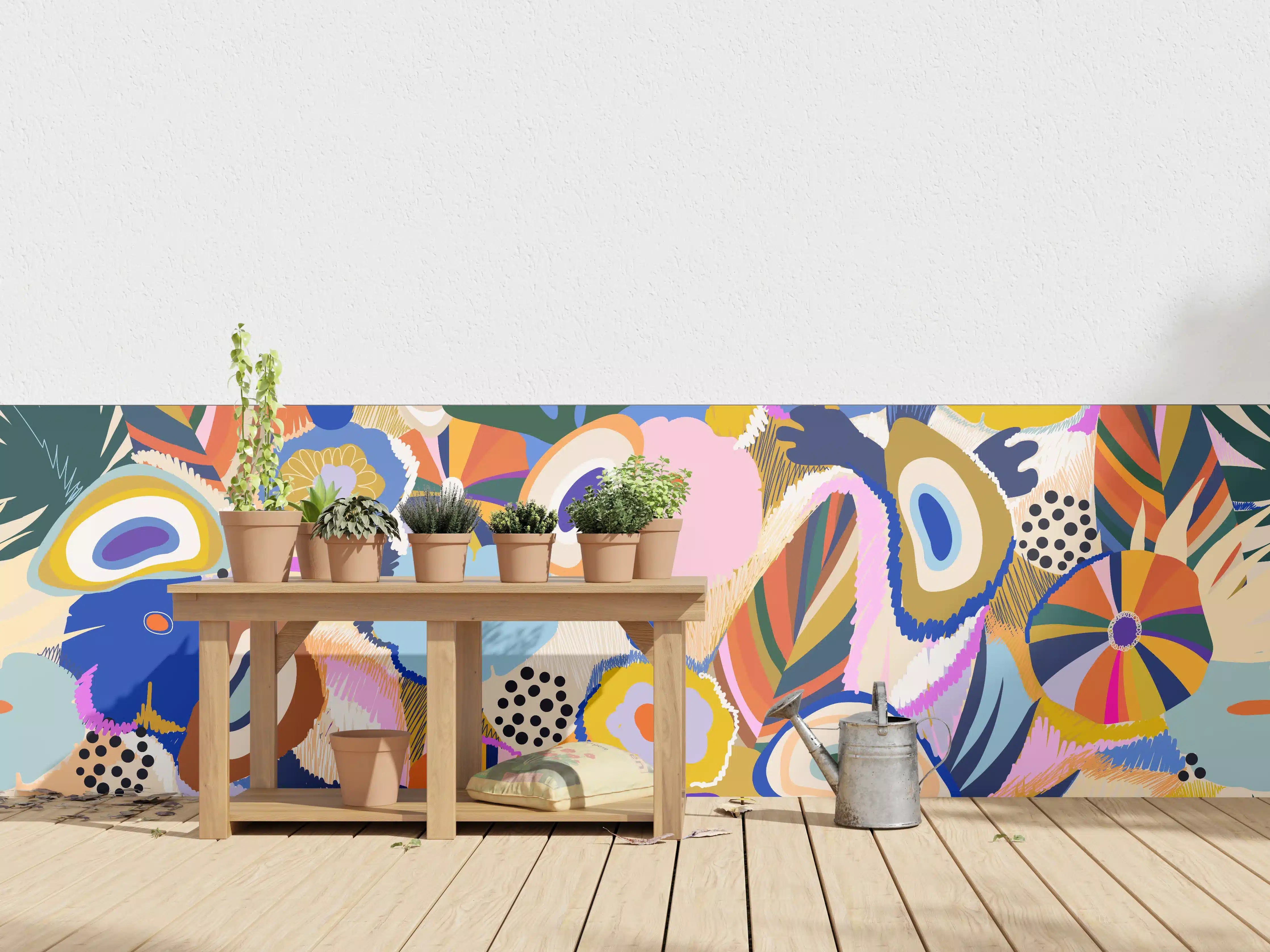 Wandverkleidung außen - Tropisches Blumen-Abstract Bunt