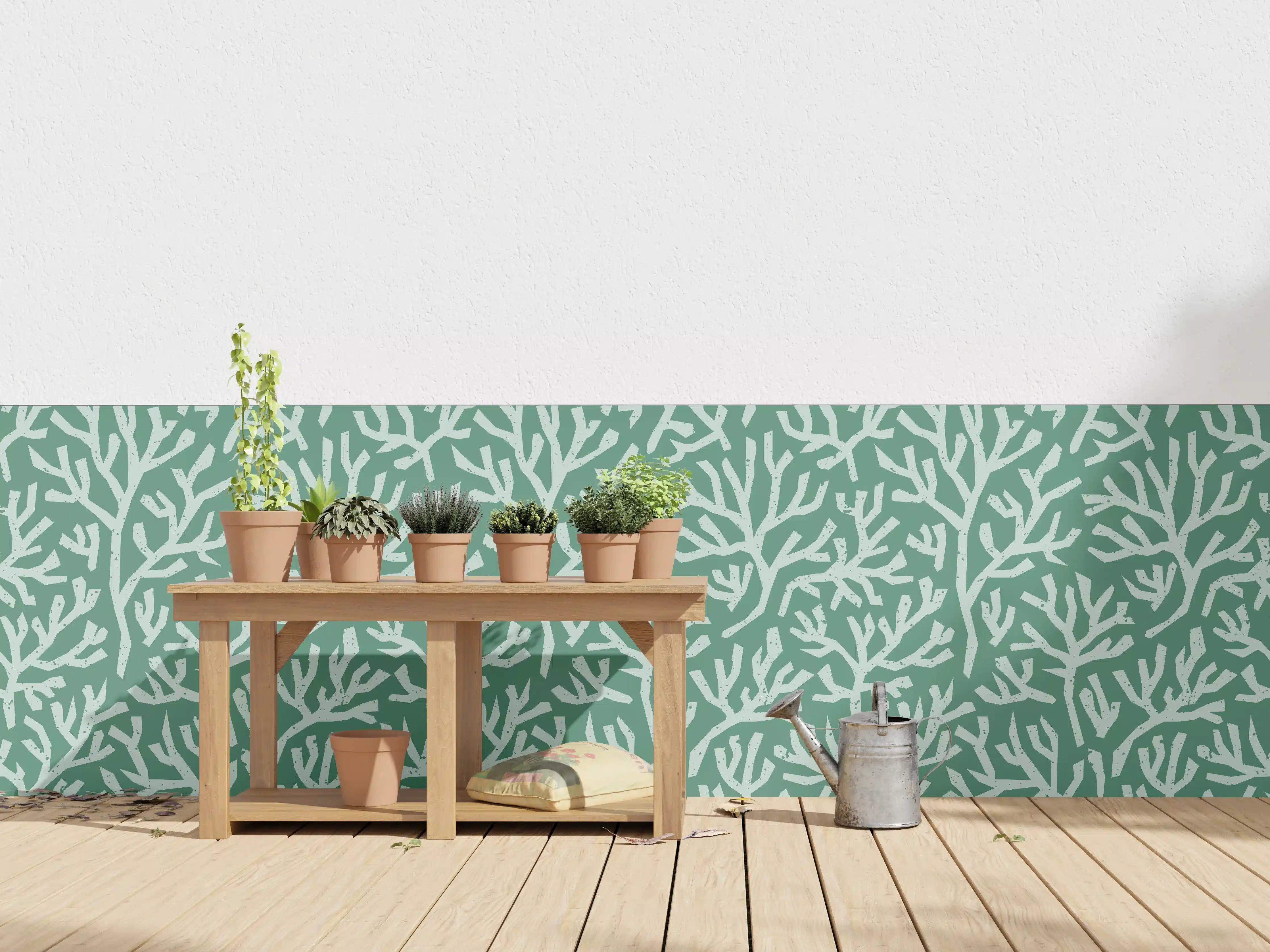 Wandverkleidung außen - Türkis Korallen Minimal-Muster