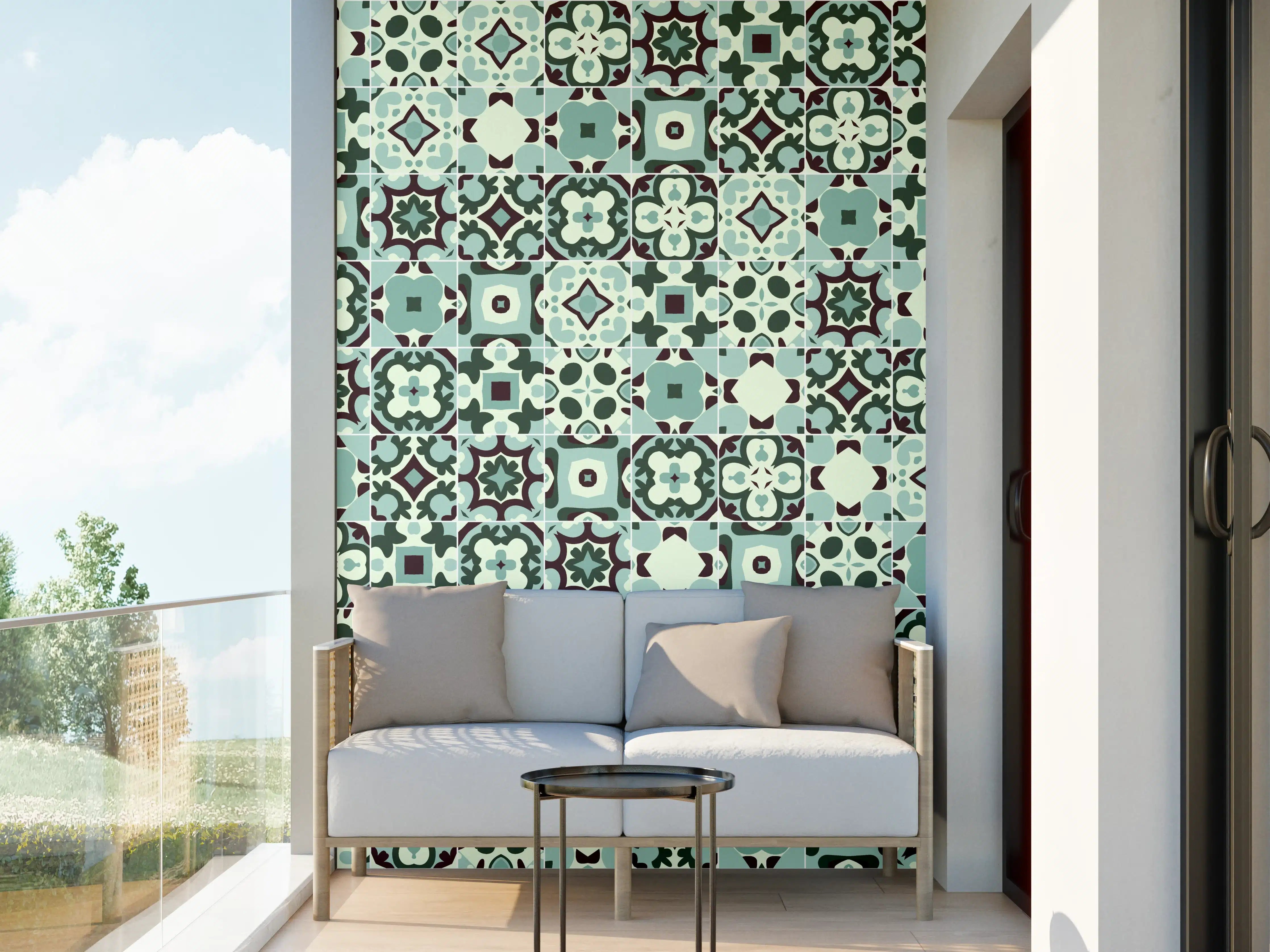 Wandverkleidung außen - Türkisbunte Mosaik-Fliesenmuster